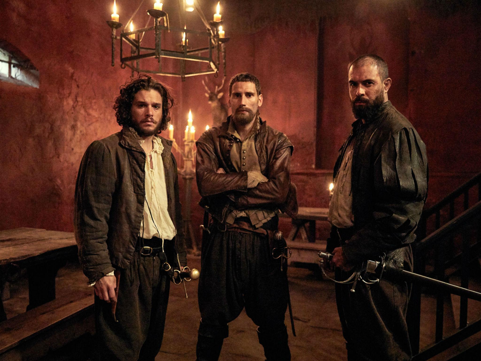 (From left) Kit Harington, Edward Holcroft and Tom Cullen star in the graphic but gripping ‘Gunpowder’ (BBC/Kudos)