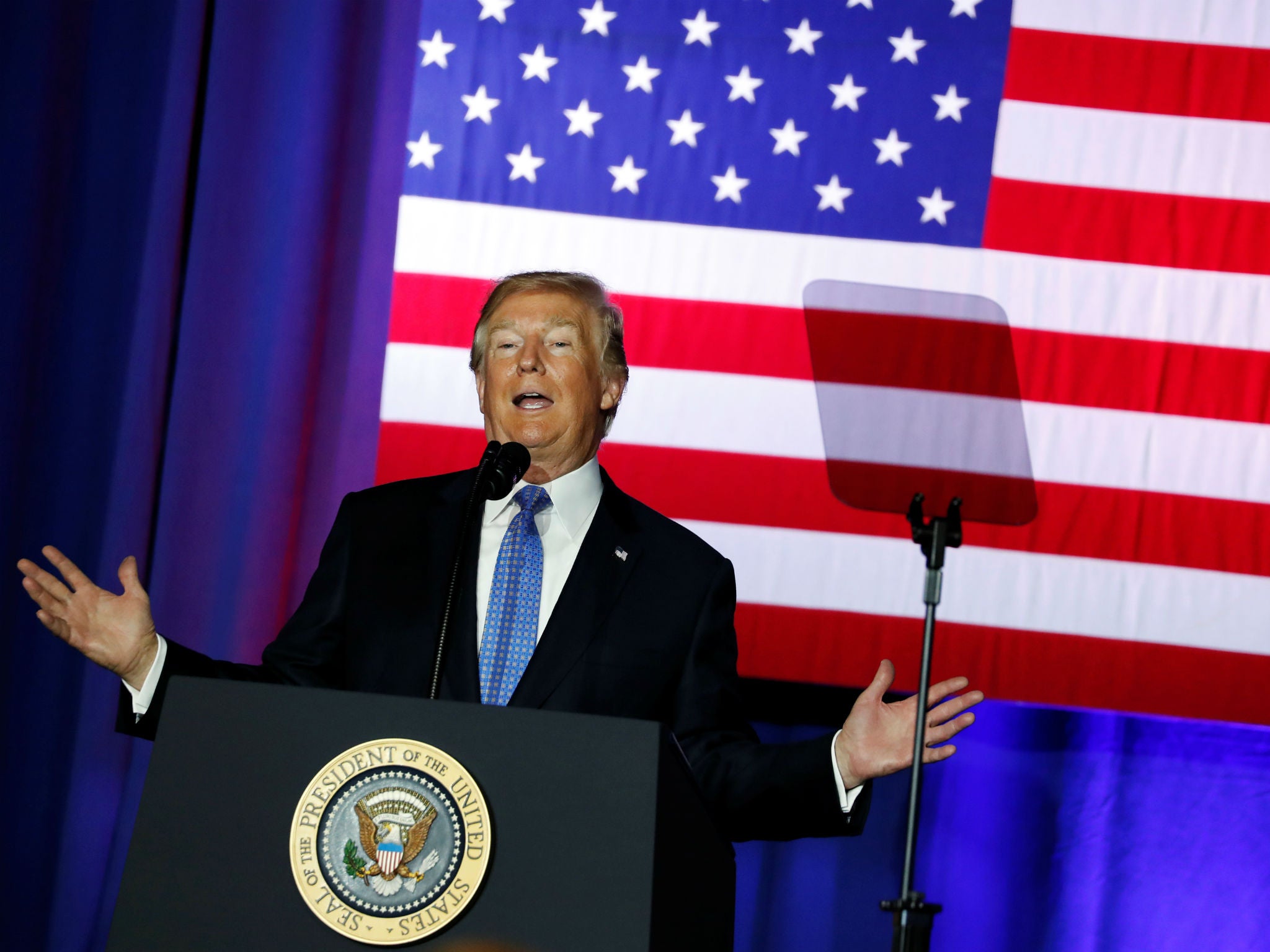 Donald Trump pitches his tax plan in Indianapolis, Indiana, on September 27, 2017