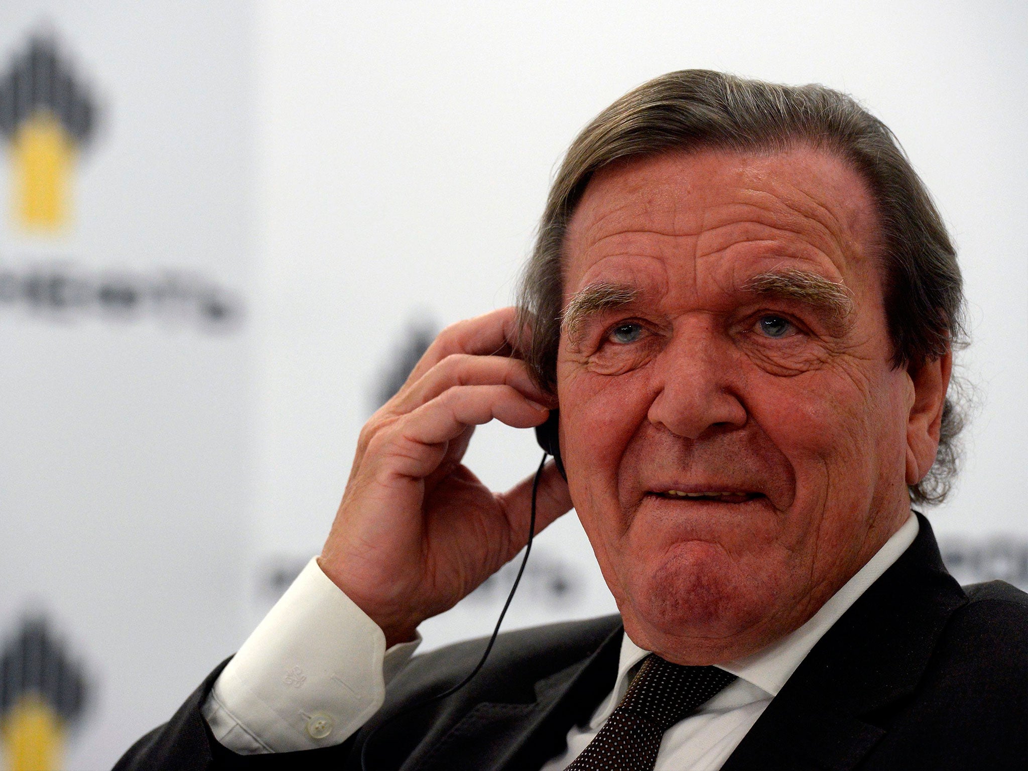 Former German Chancellor Gerhard Schroeder attends a briefing in Saint Petersburg after becoming chairman of Rosneft, the state-controlled energy giant with links to Vladimir Putin