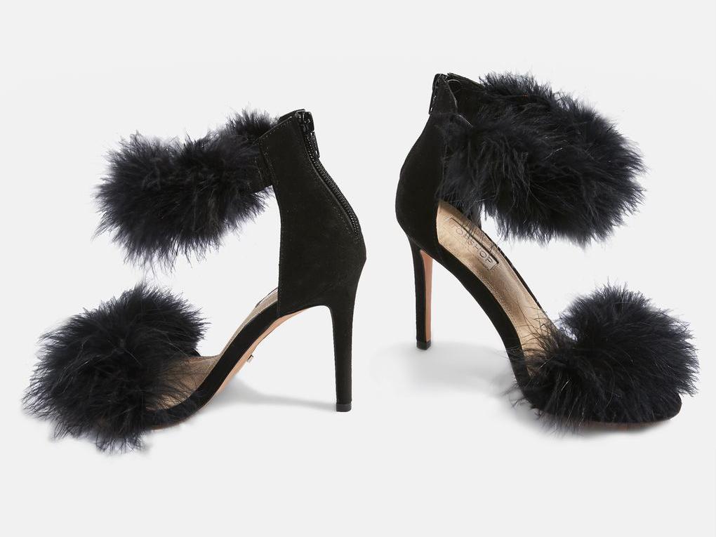 Black Two Strap Feather Sandals, £49, Topshop