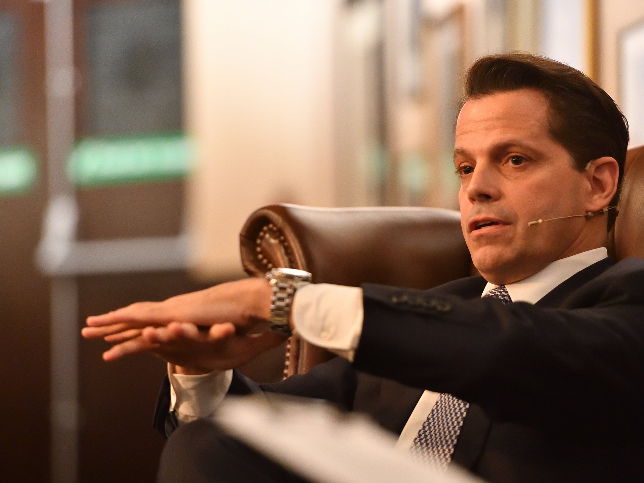 Former White House Communications Director Anthony Scaramucci addresses students at the Cambridge Union