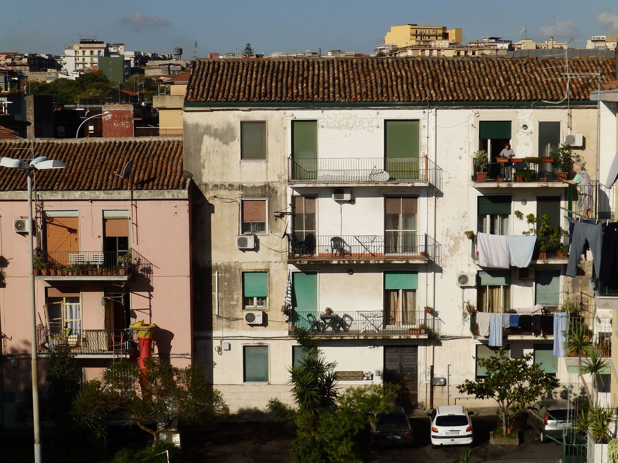 The view from an MSF migrant rehabilitation centre in Catania, Sicily, where William and Bright are being treated