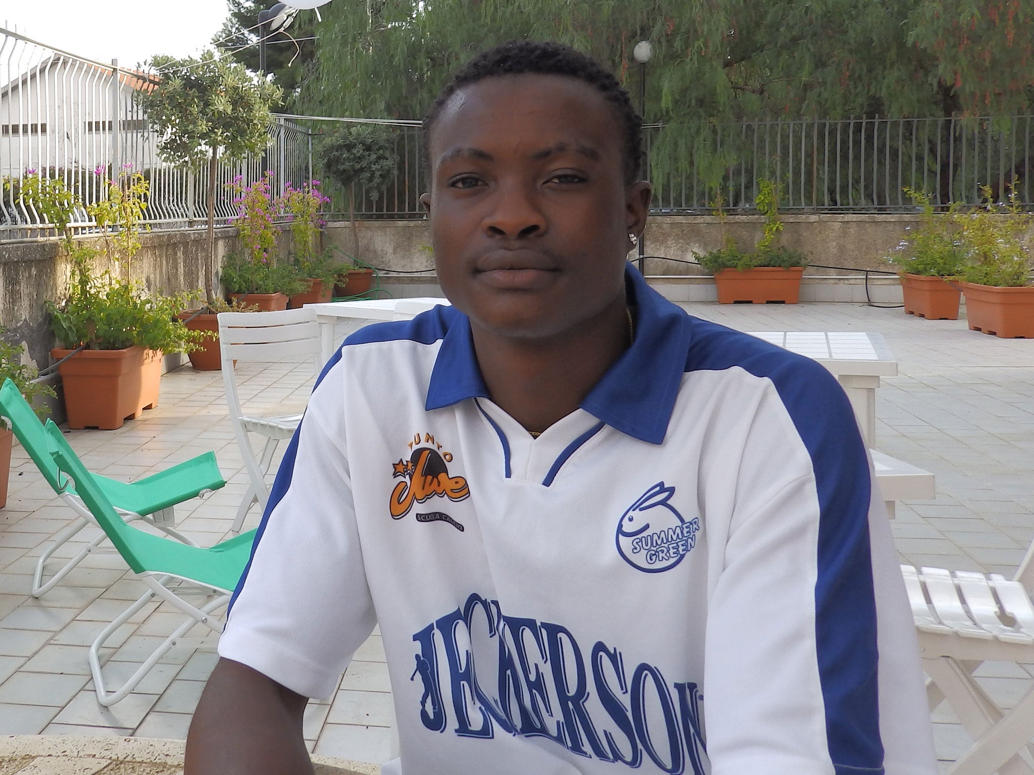 William, a 22-year-old Nigerian man, at a rehabilitation centre for migrants run by MSF in Catania, Sicily