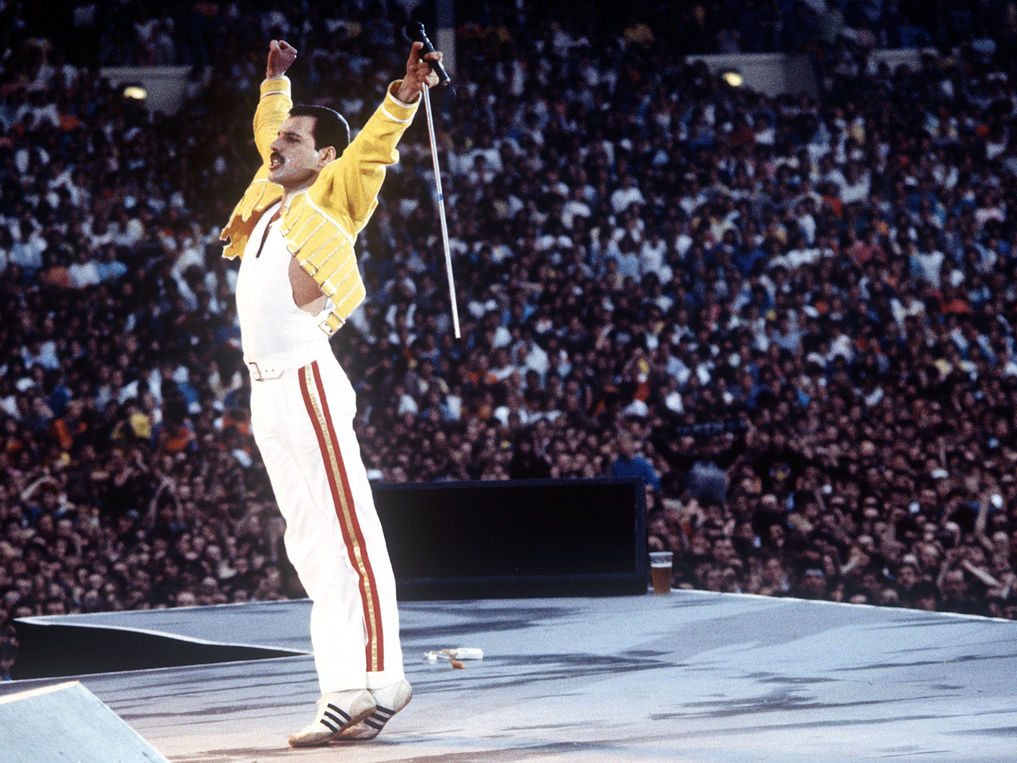 Freddie Mercury performing at Wembley