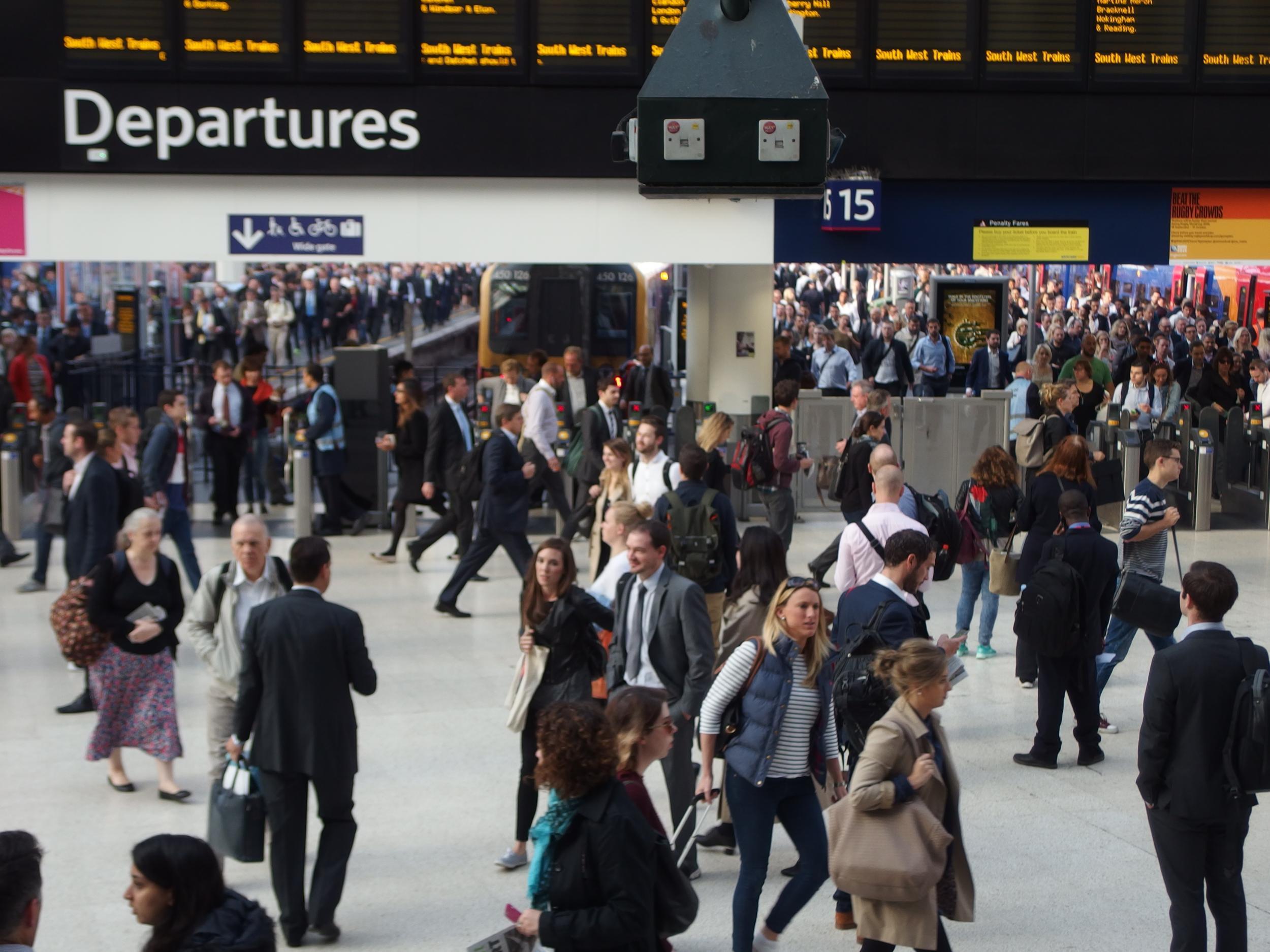 Rush hour at Waterloo station in London, the busiest transport terminal in Europe