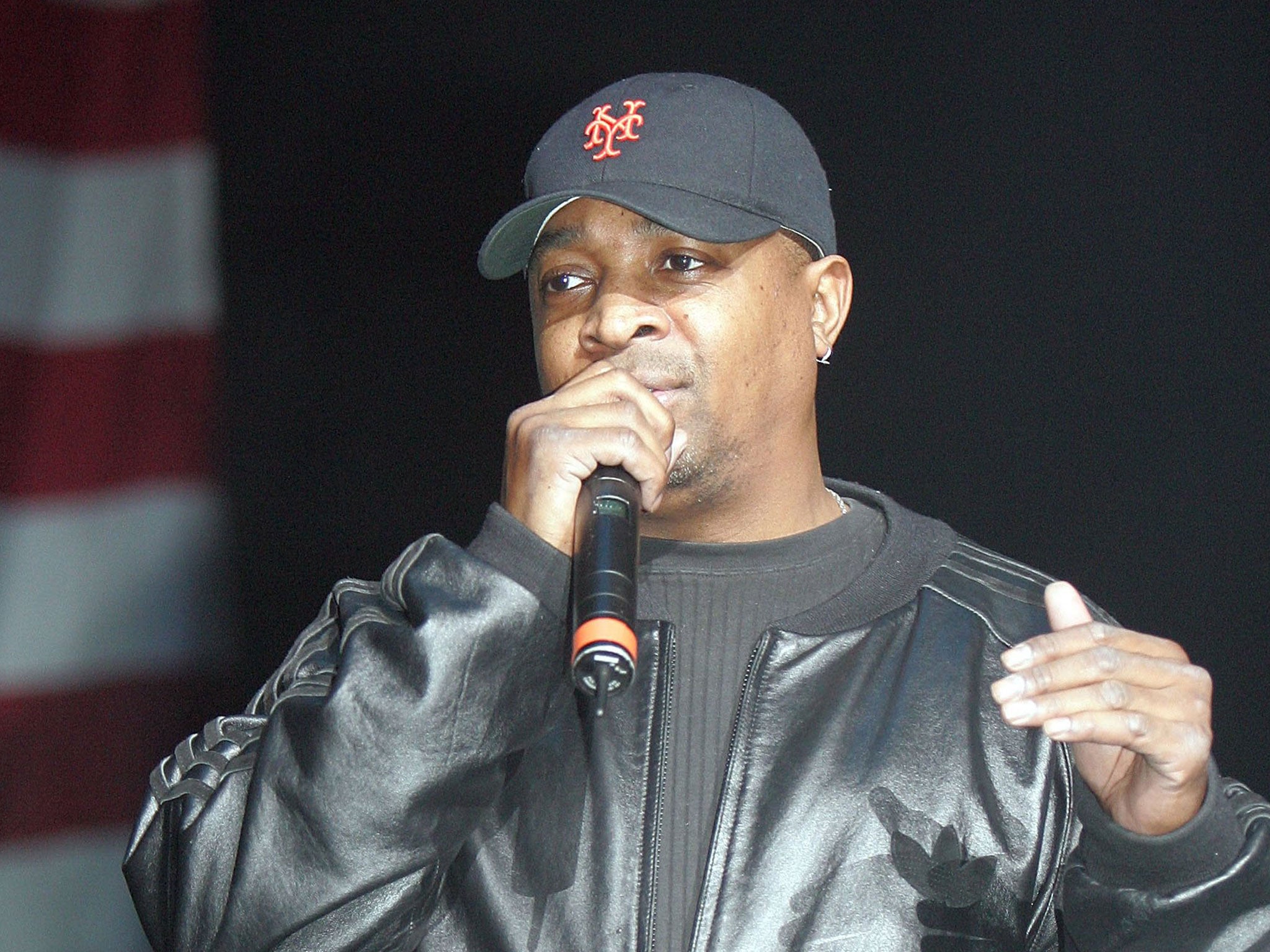 Chuck D of Public Enemy appears onstage at the Bring 'Em Home Now! 3rd Iraq War Anniversary Concert at Hammerstein Ballroom March 20, 2006 in New York City