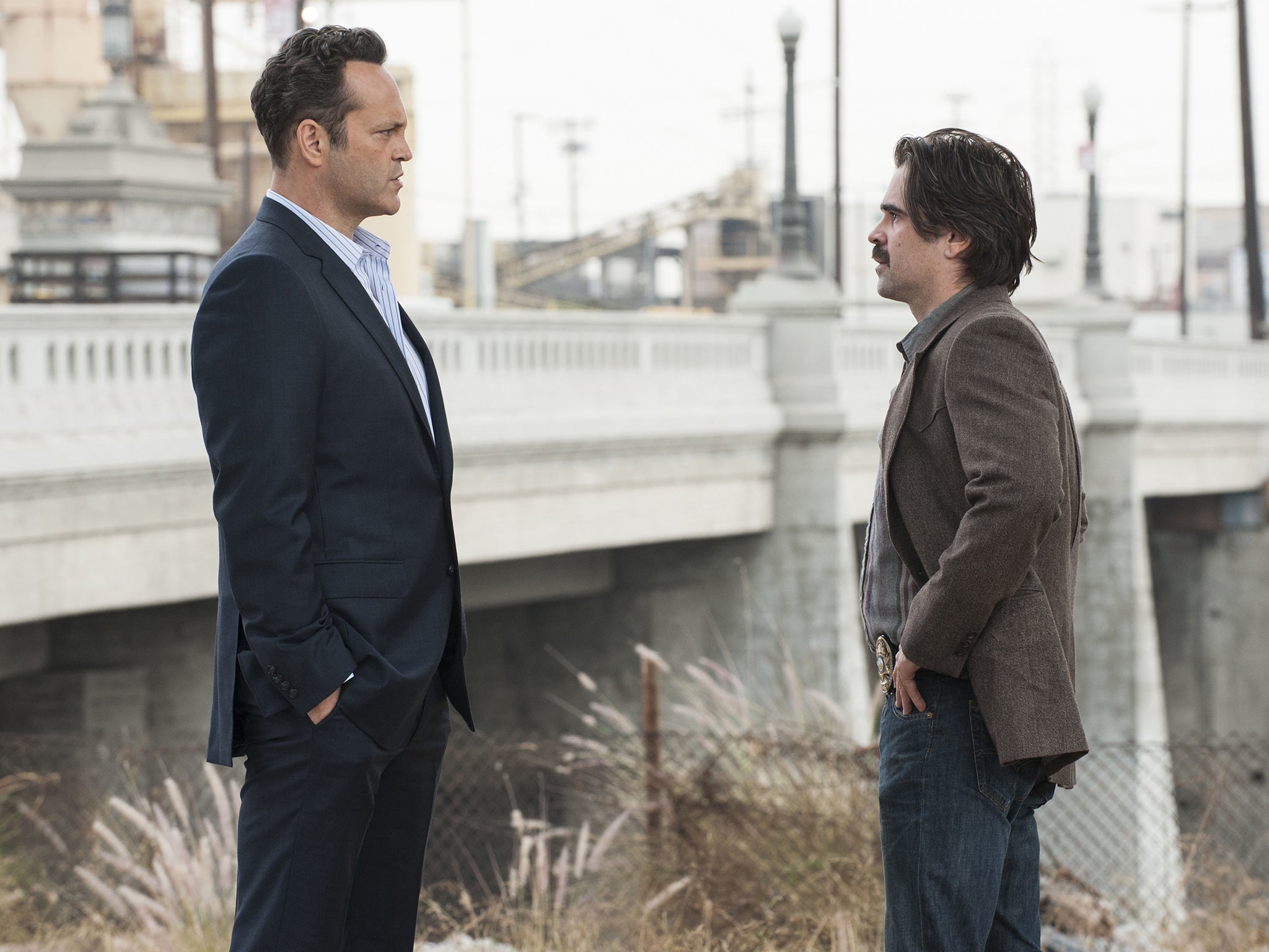 Vaughn and Colin Farrell in ‘True Detective’ (Rex)