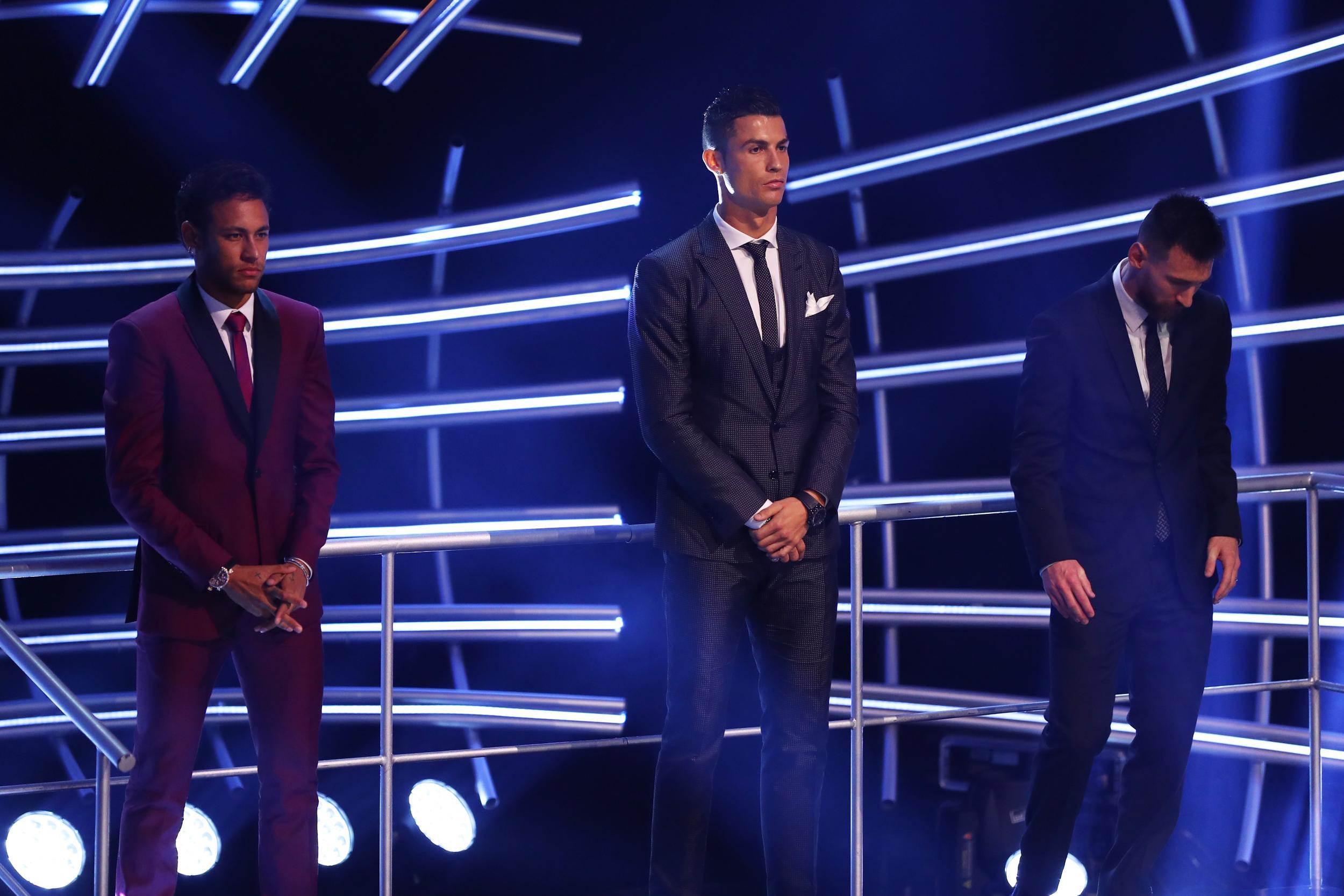 Picture: Neymar, Cristiano Ronaldo and Lionel Messi wait to find out who will be named the best player in the world.