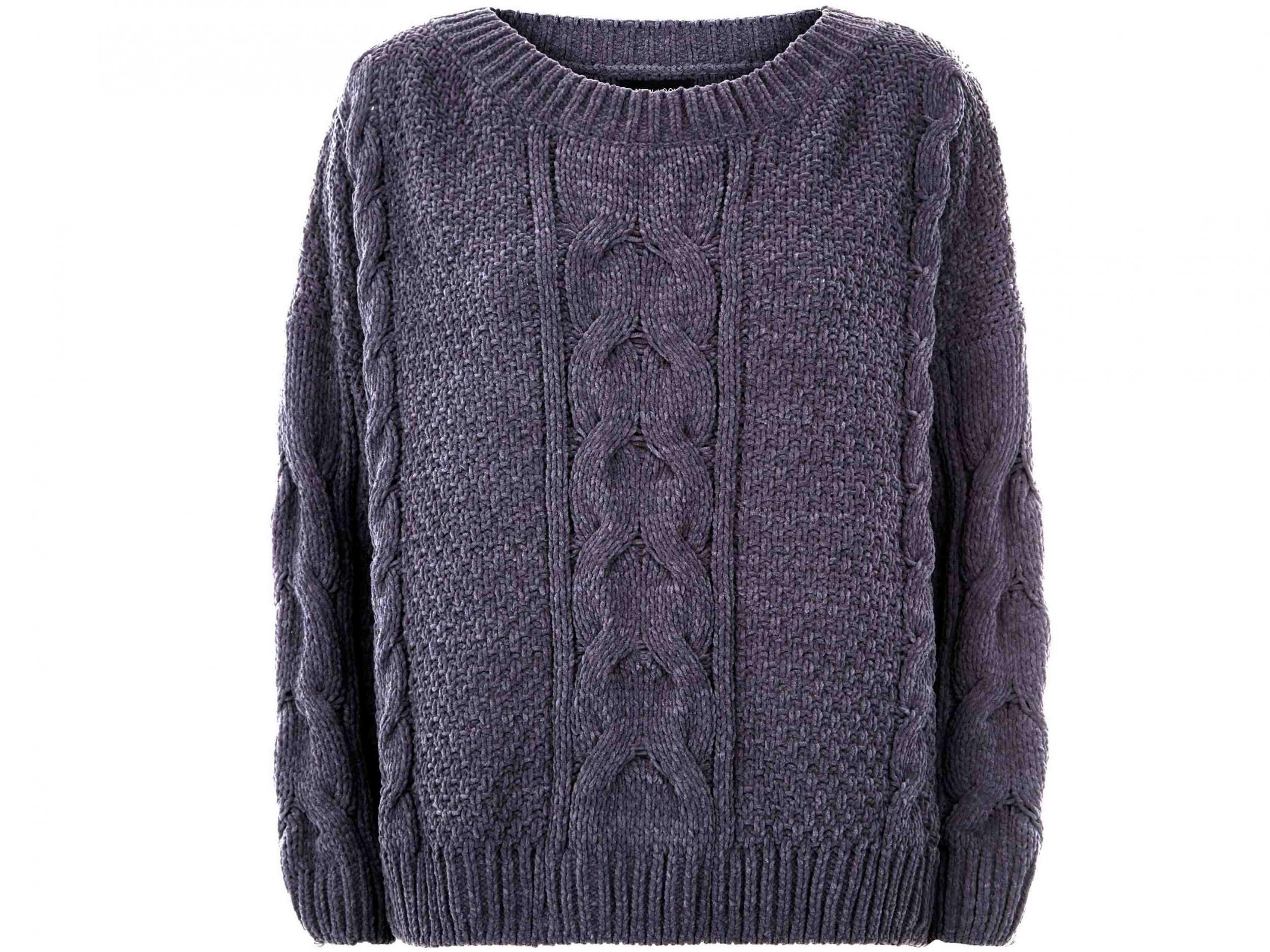 Dark Grey Chenille Cable Knit Oversized Jumper, £24.99, New Look