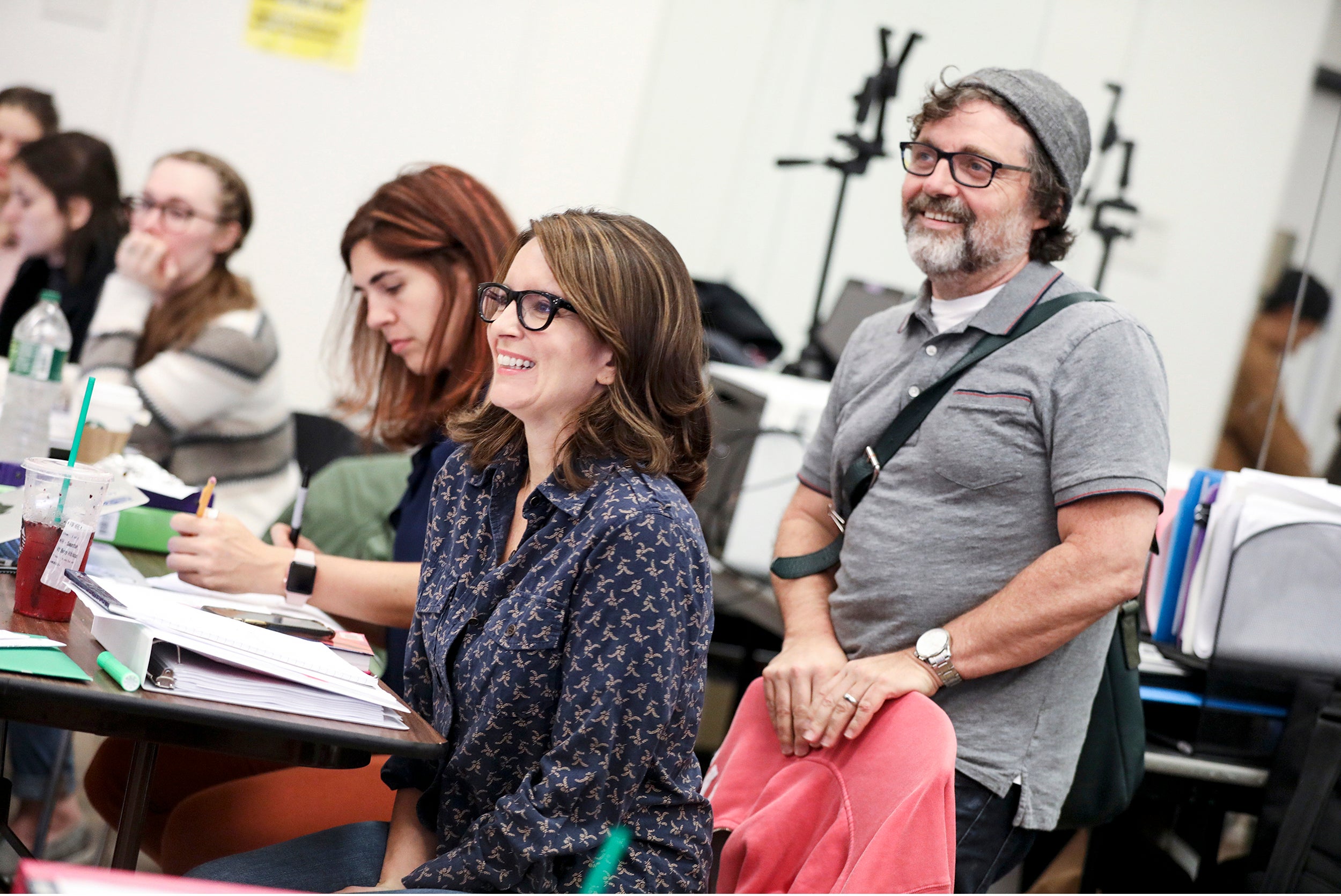 Laughing matter: Fey and Jeff Richmond at a rehearsal in New York City