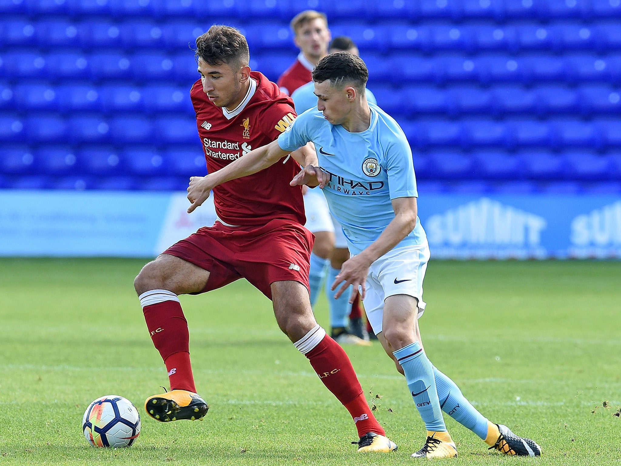 Foden in action for Manchester City's Under-23s