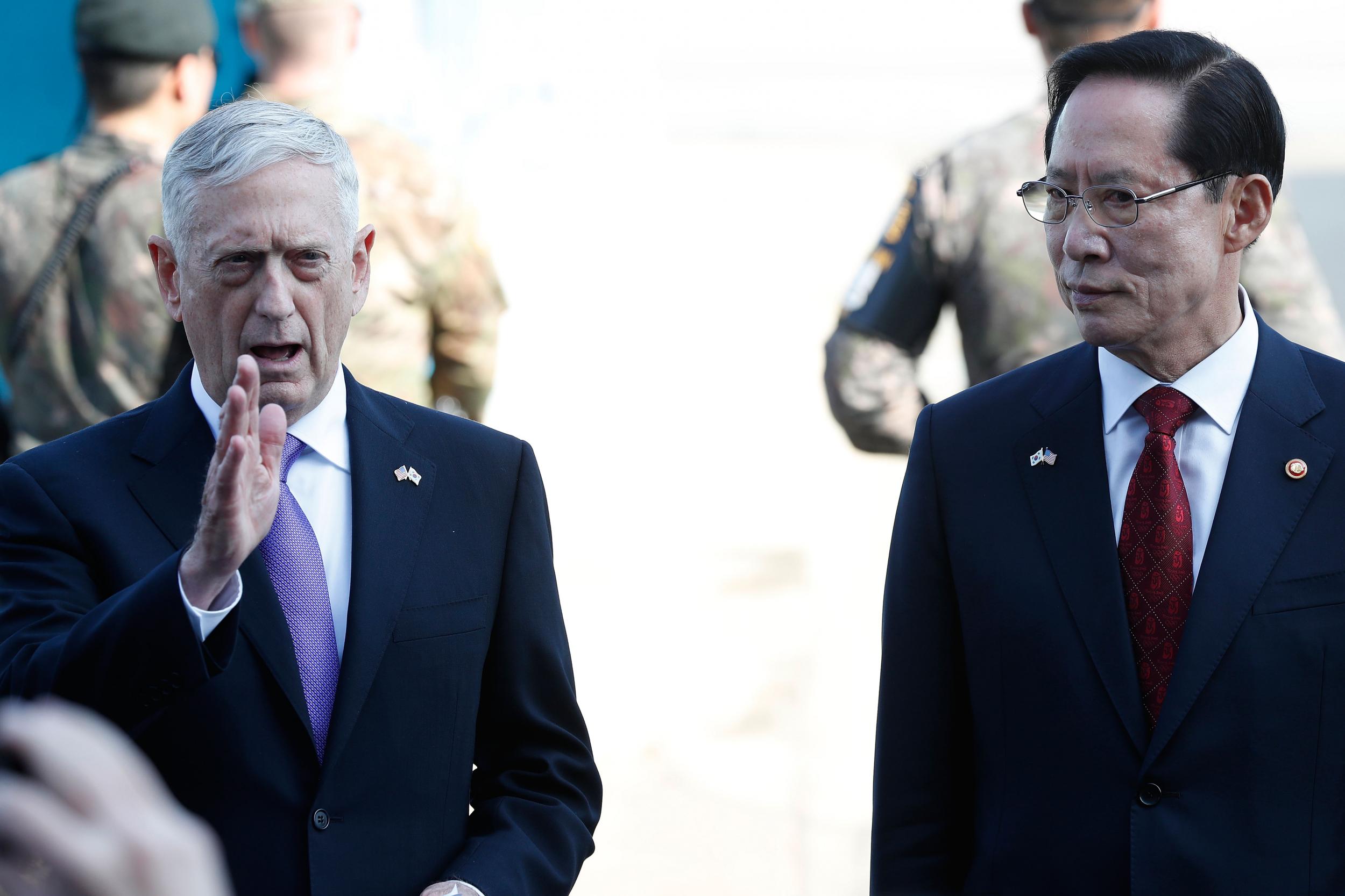 Mr Mattis during his visit to the DMZ