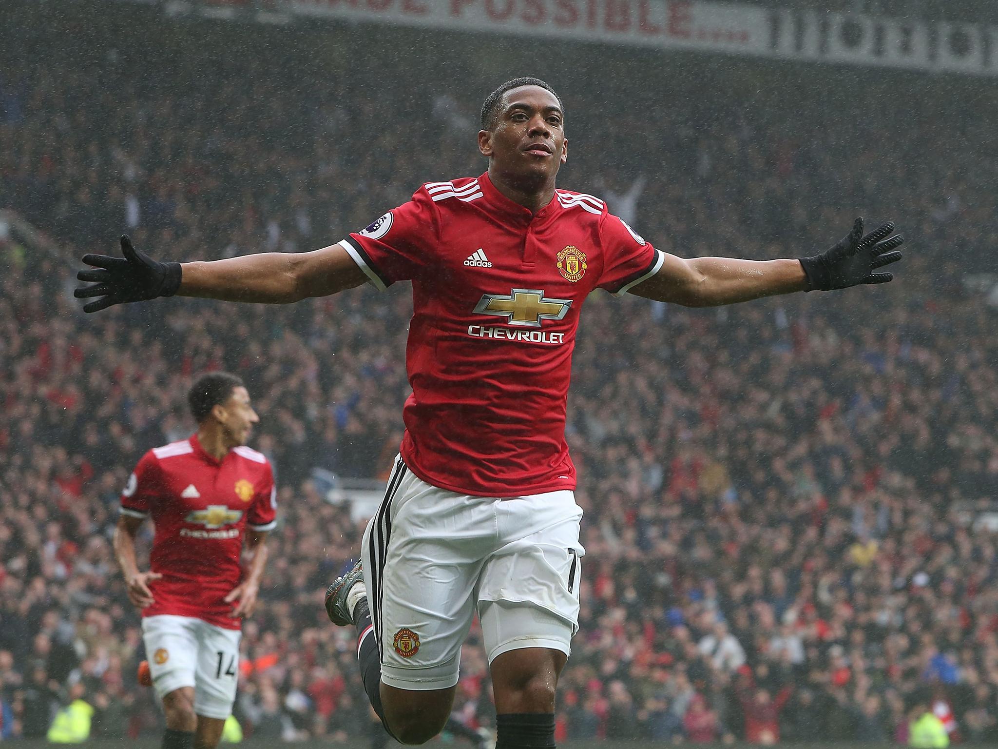 Anthony Martial celebrates scoring the winning goal