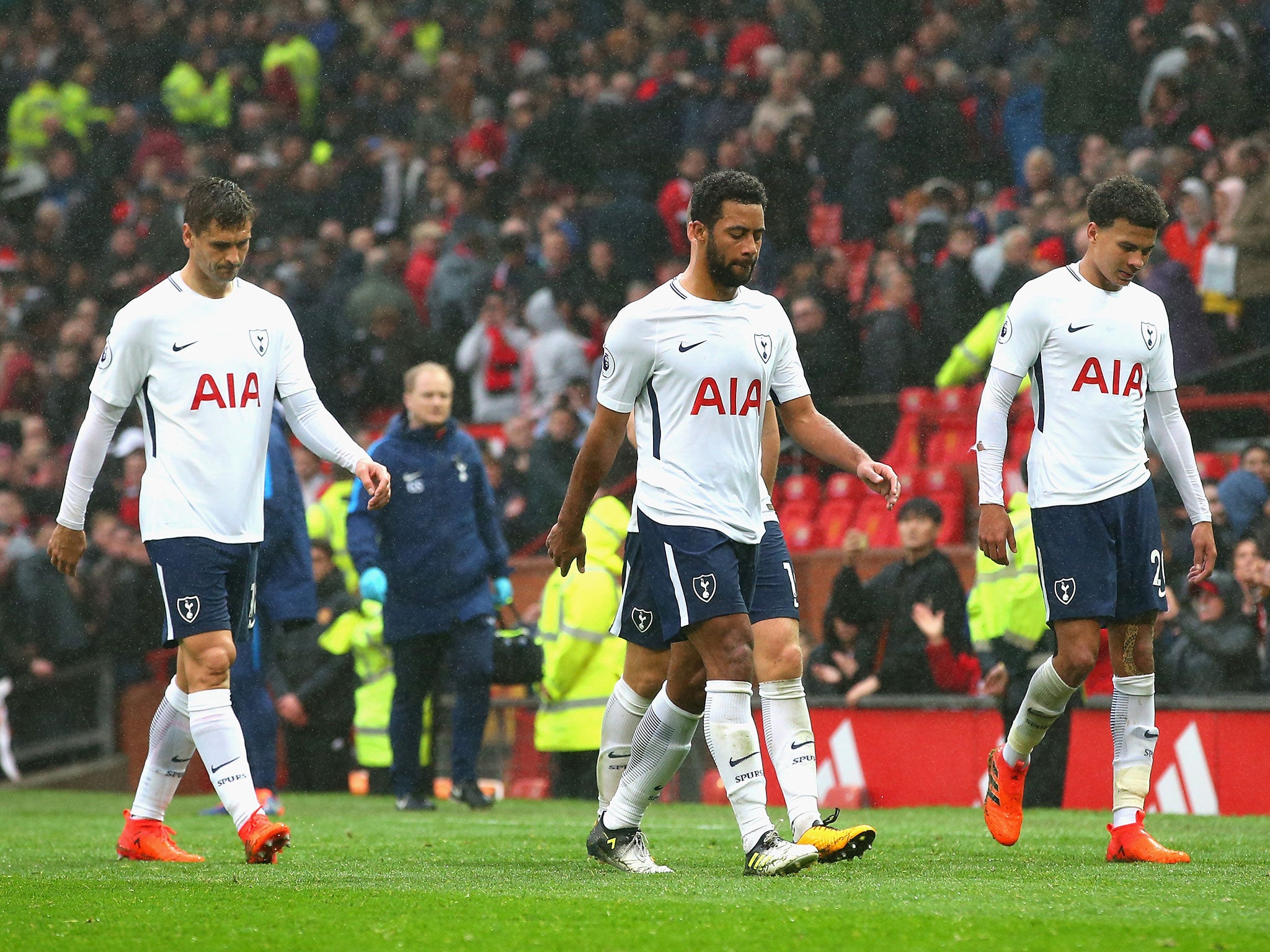 Tottenham's players react after the final whistle