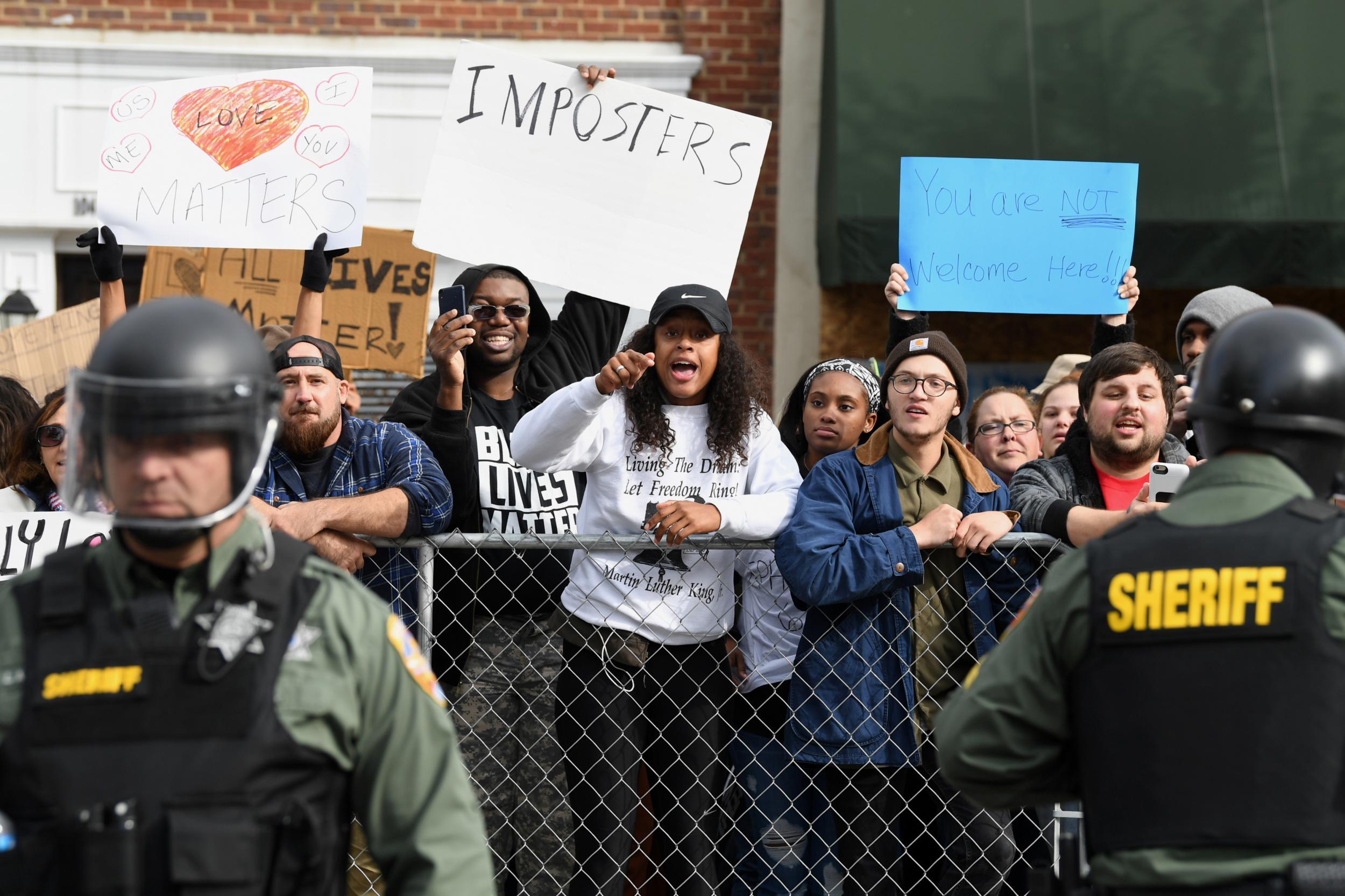 Many more counter-protesters showed up to oppose them