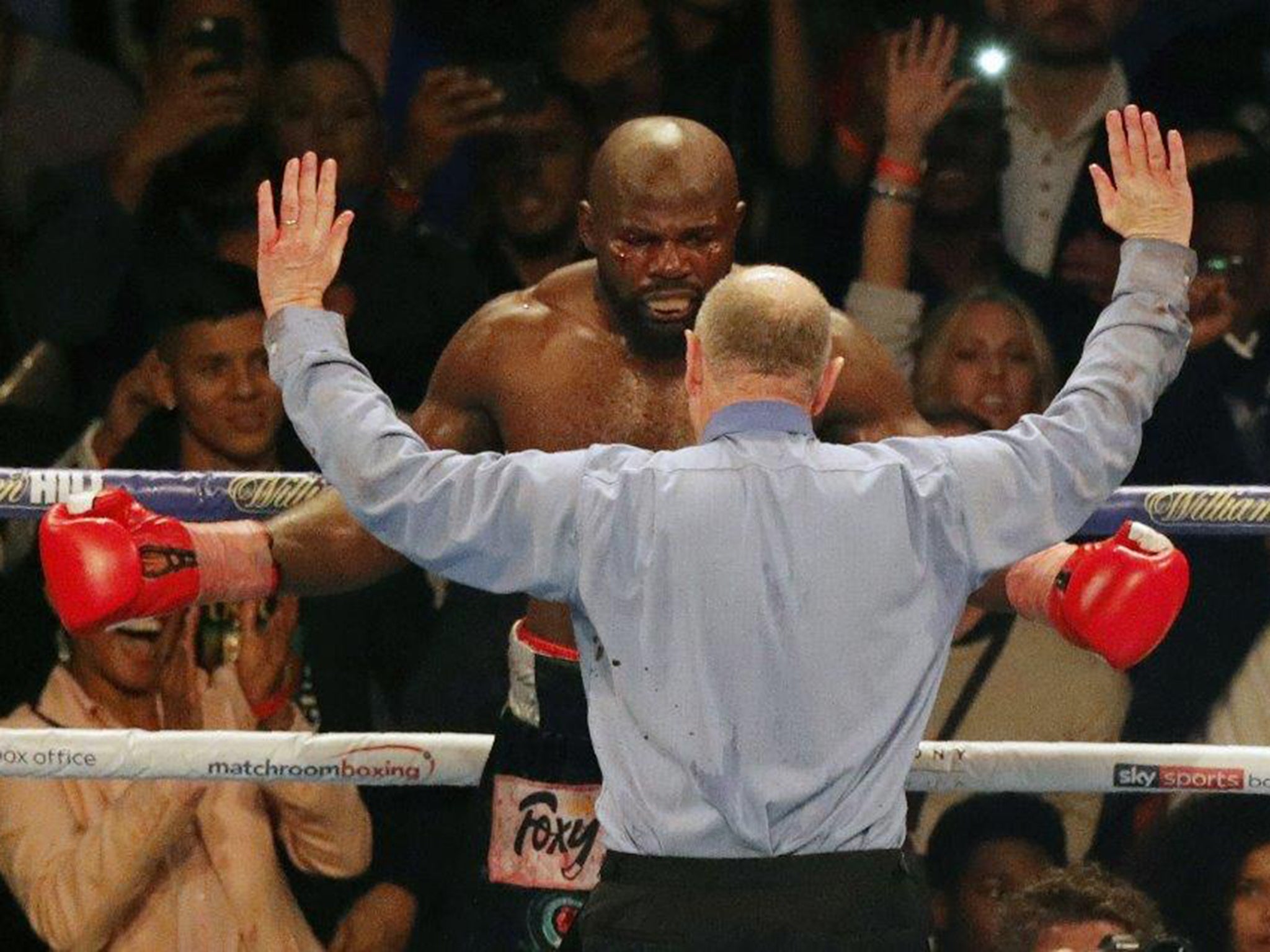 Takam argued his case but Joshua's heavy punches had taken their toll