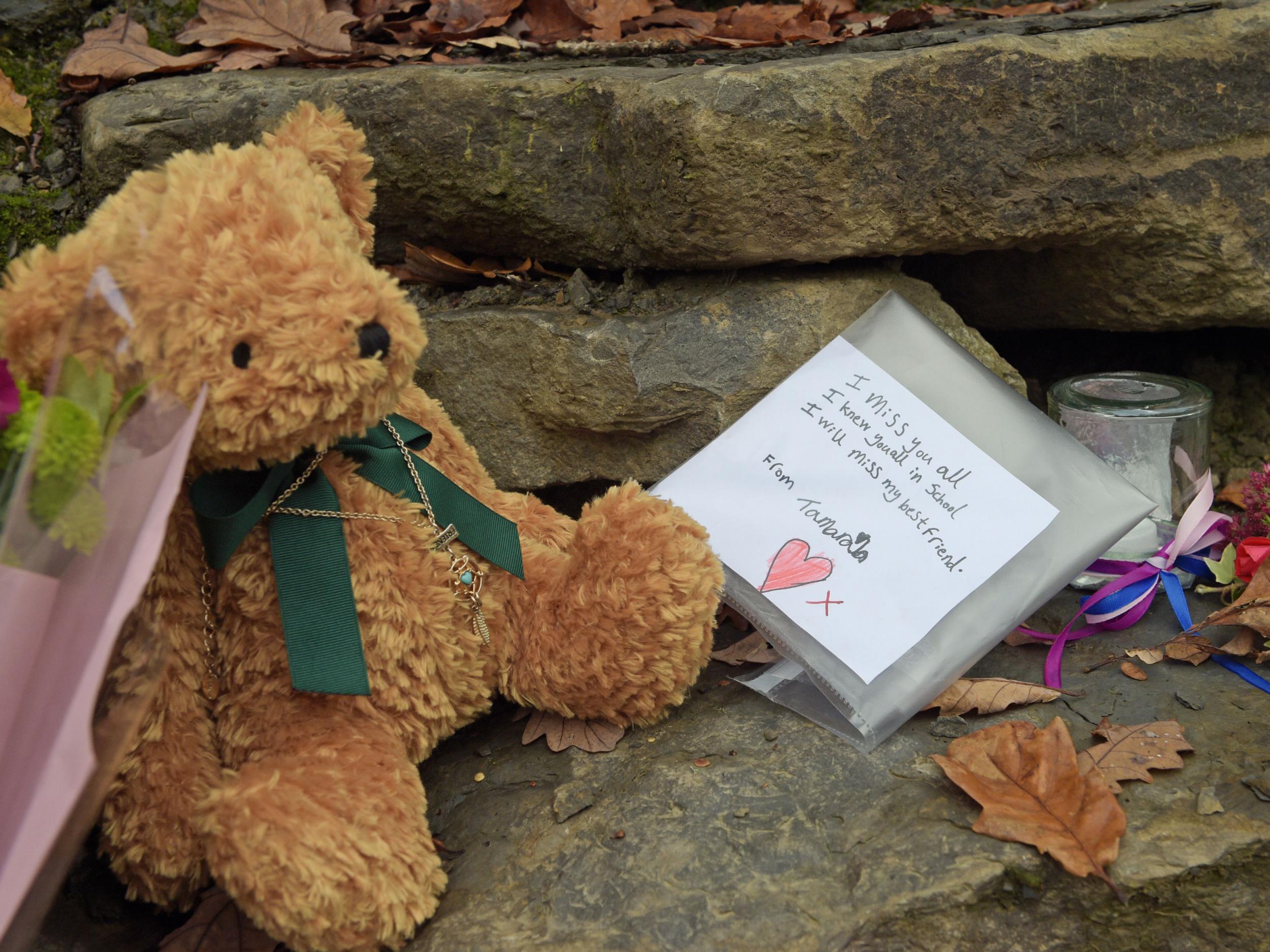 Flowers left close to the scene in Llangammarch Wells