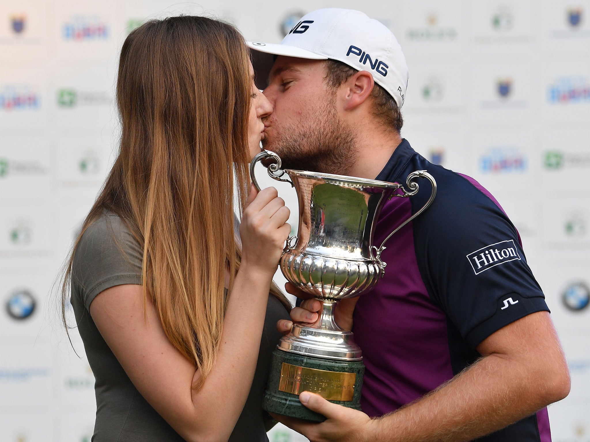 Tyrell Hatton won the Italian Open last month and celebrated with his girlfriend, Emily Braisher