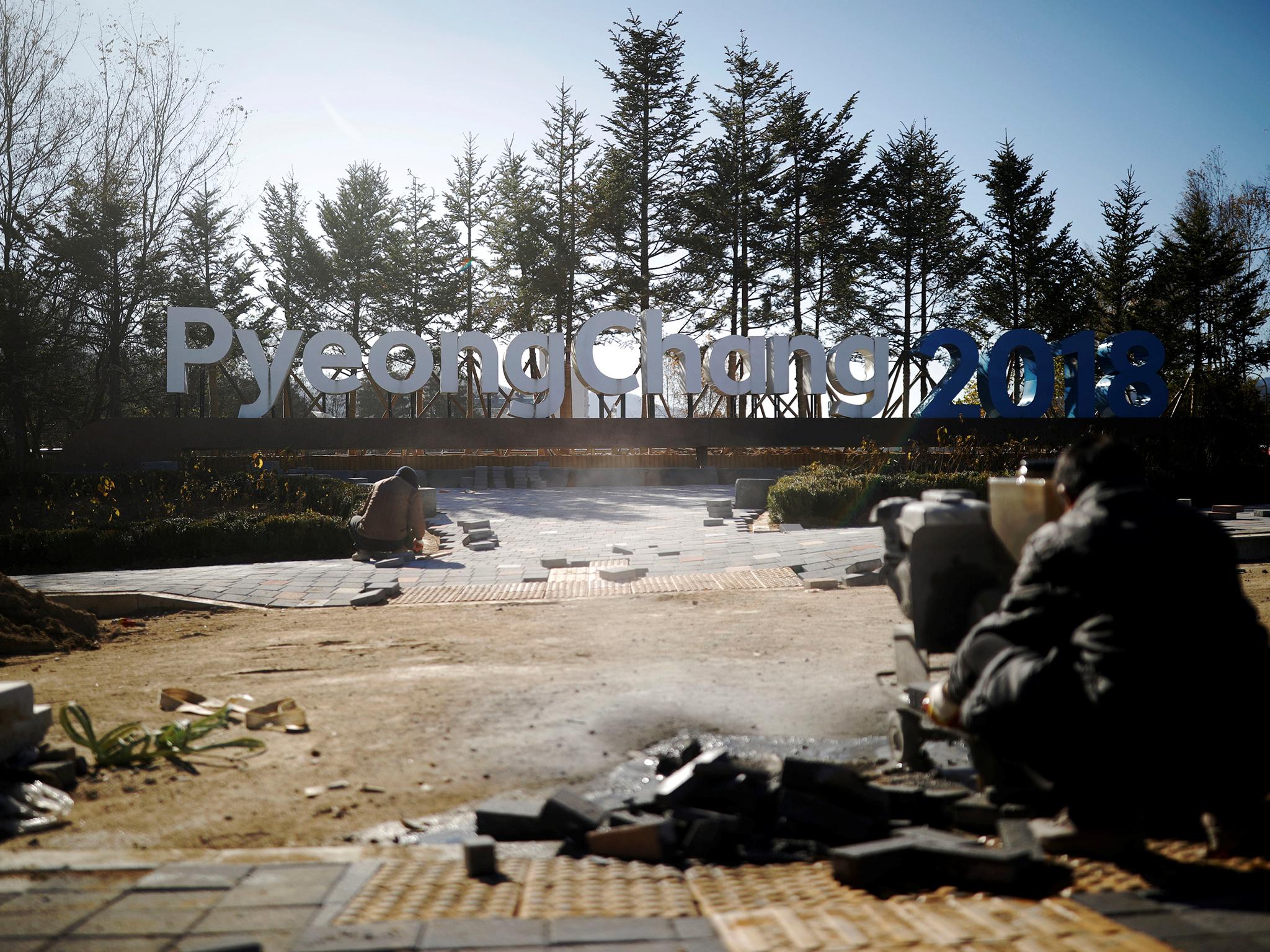 Workers labour in PyeongChang at the end of last month