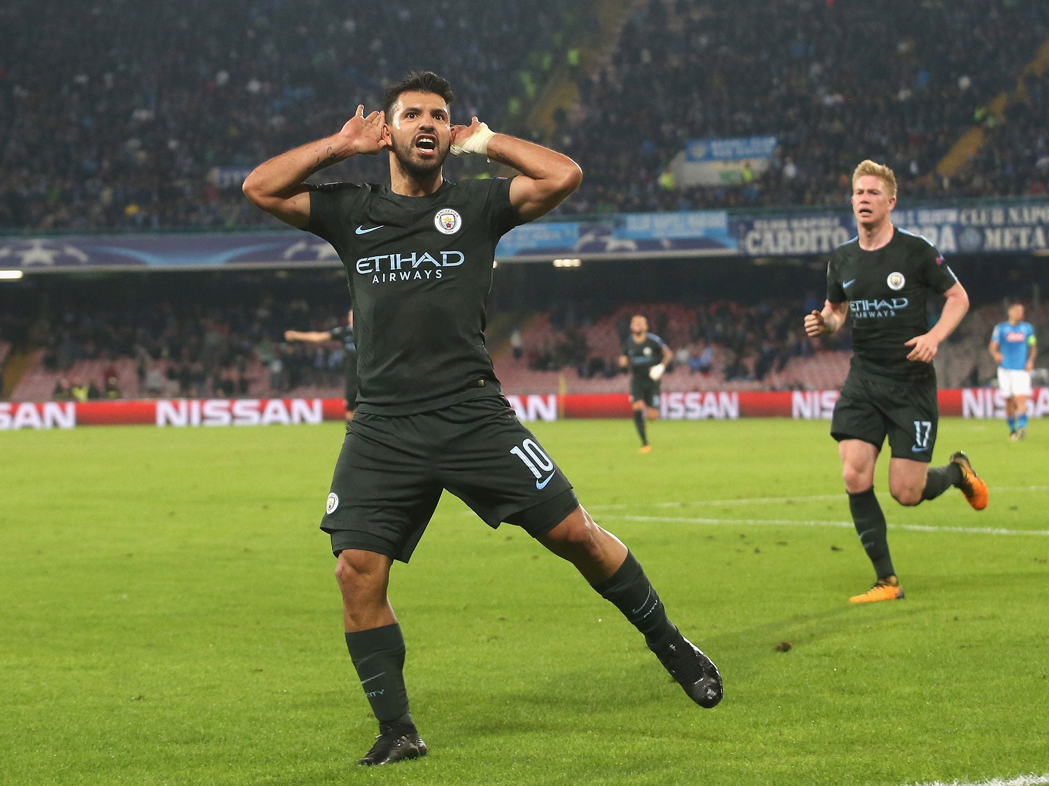 Sergio Aguero's goal helped seal victory against Napoli on Wednesday night