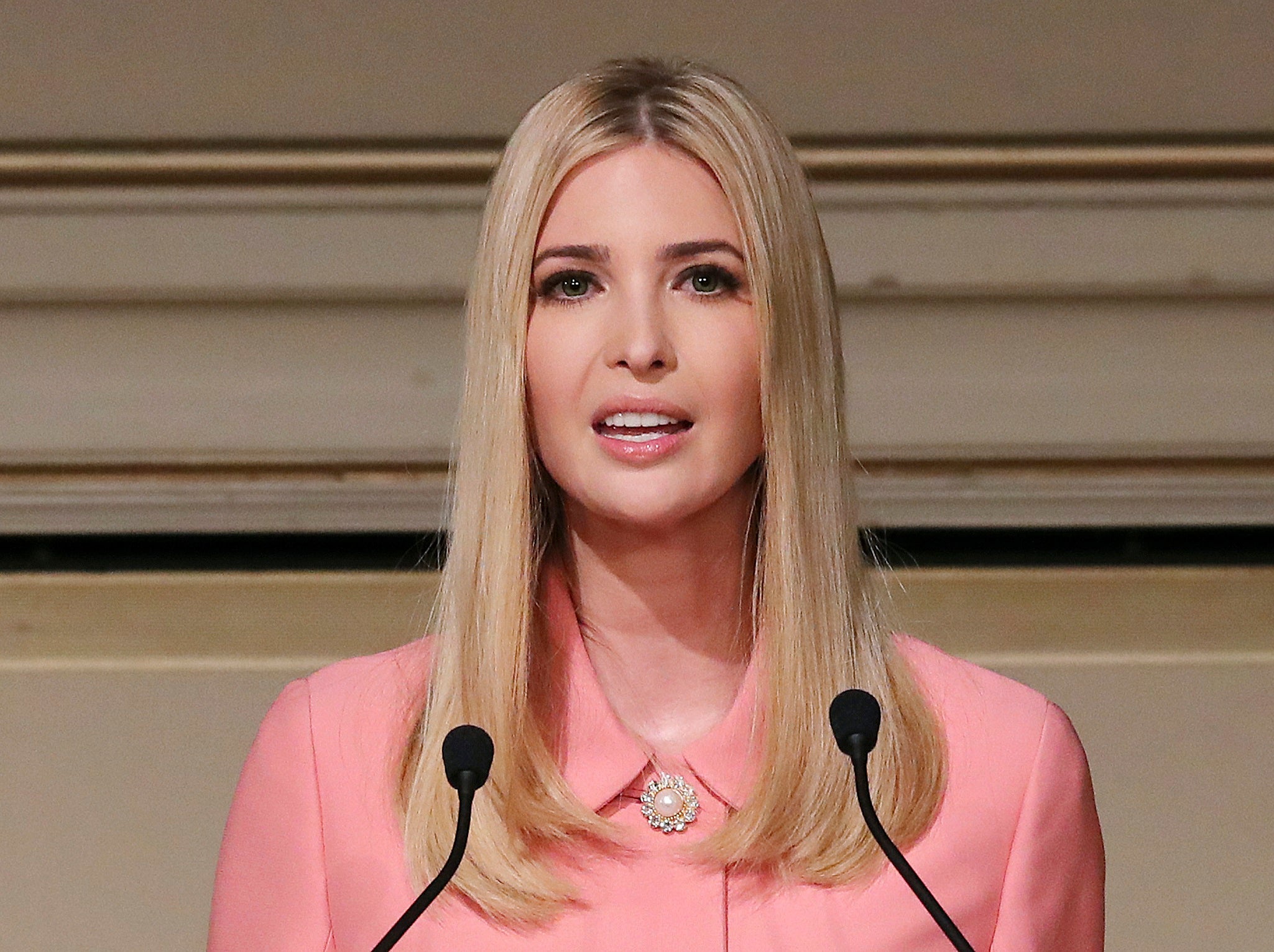 US President Donald Trump's daughter Ivanka Trump delivers a speech on women's empowerment in Tokyo