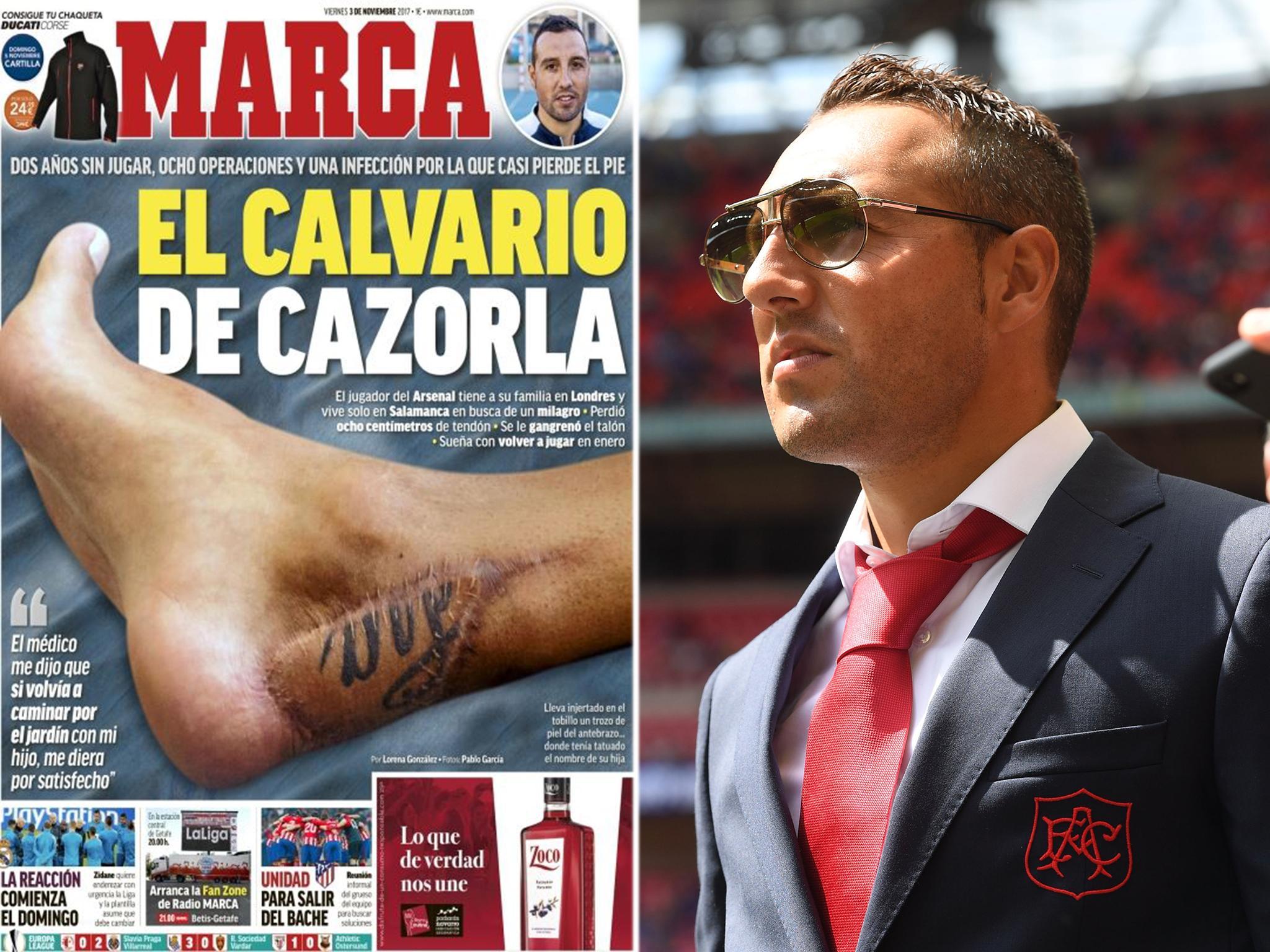 Santi Cazorla has revealed the scar left from eight operations on his ankle in an interview with Marca