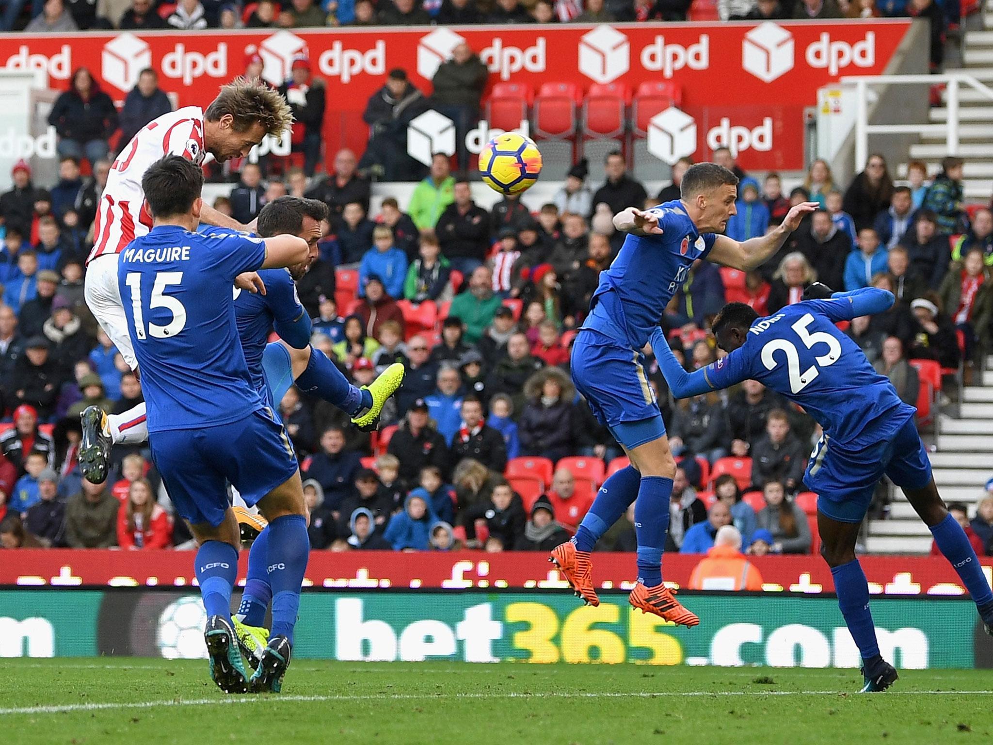 Peter Crouch heads home Stoke's equaliser