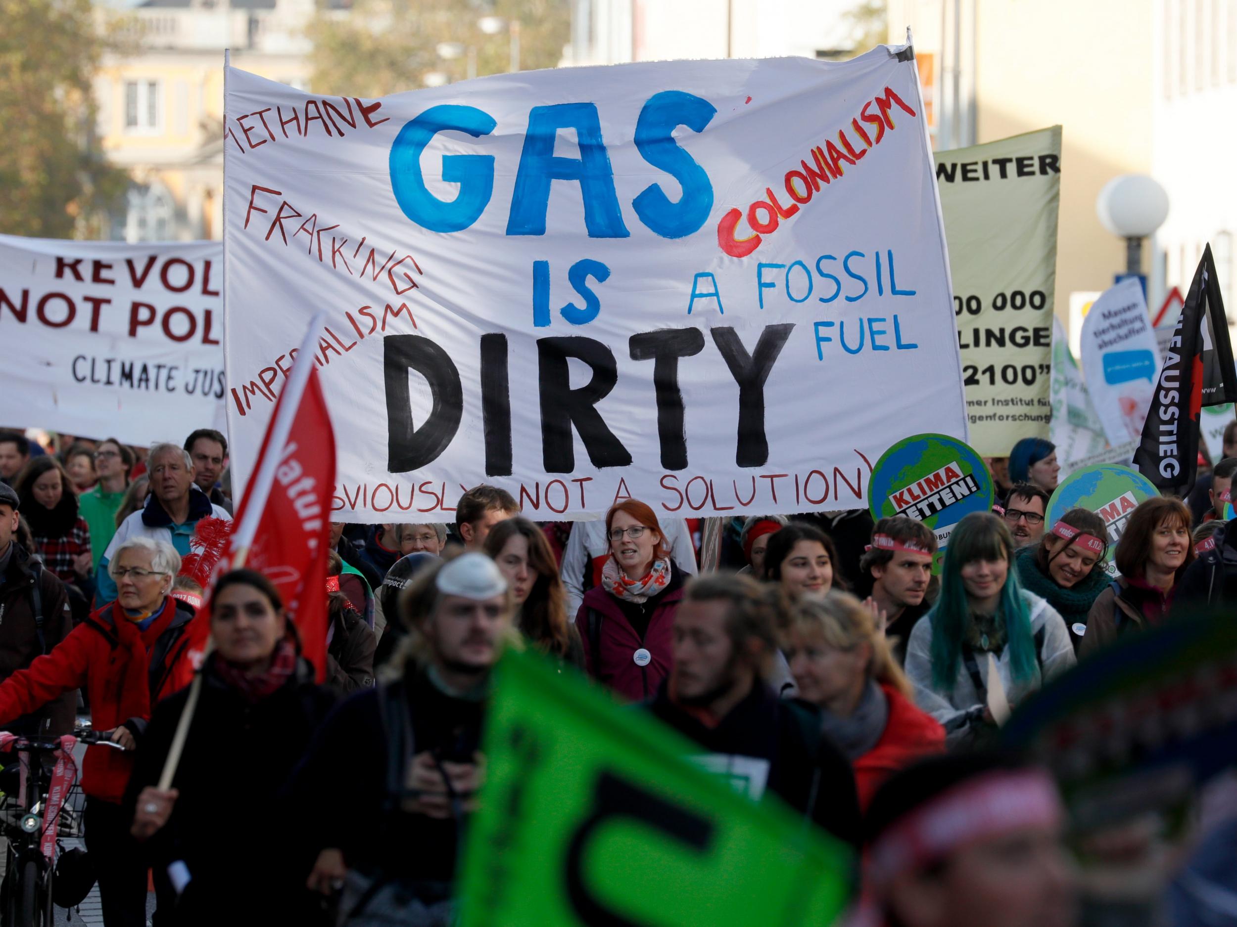 Protesters at the demonstration prior to the UN Climate Change Conference COP23 in Bonn, Germany