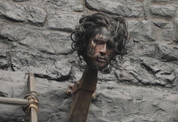 A replica of Kit Harington's head as Robert Catesby in BBC drama Gunpowder