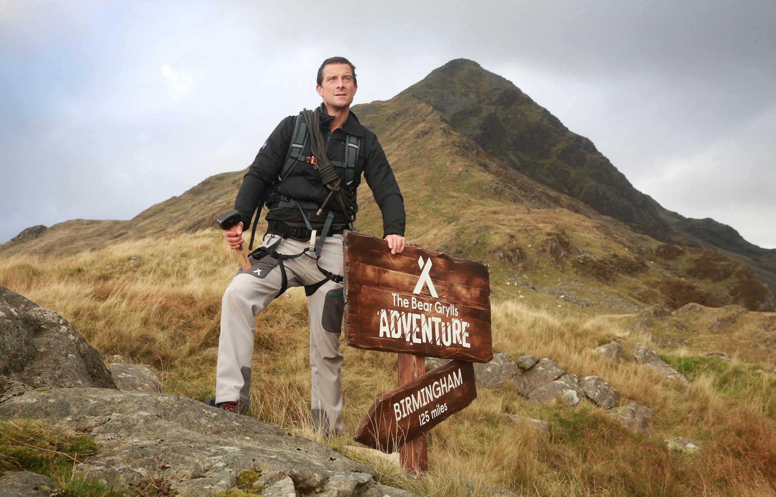 Bear Grylls heli-dropped into Cnicht in Snowdonia to announce the attraction