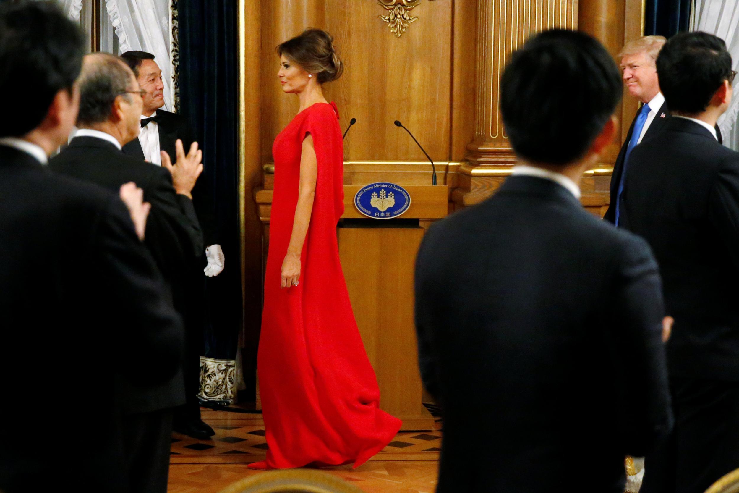 Melania wore a Valentino gown for the occasion