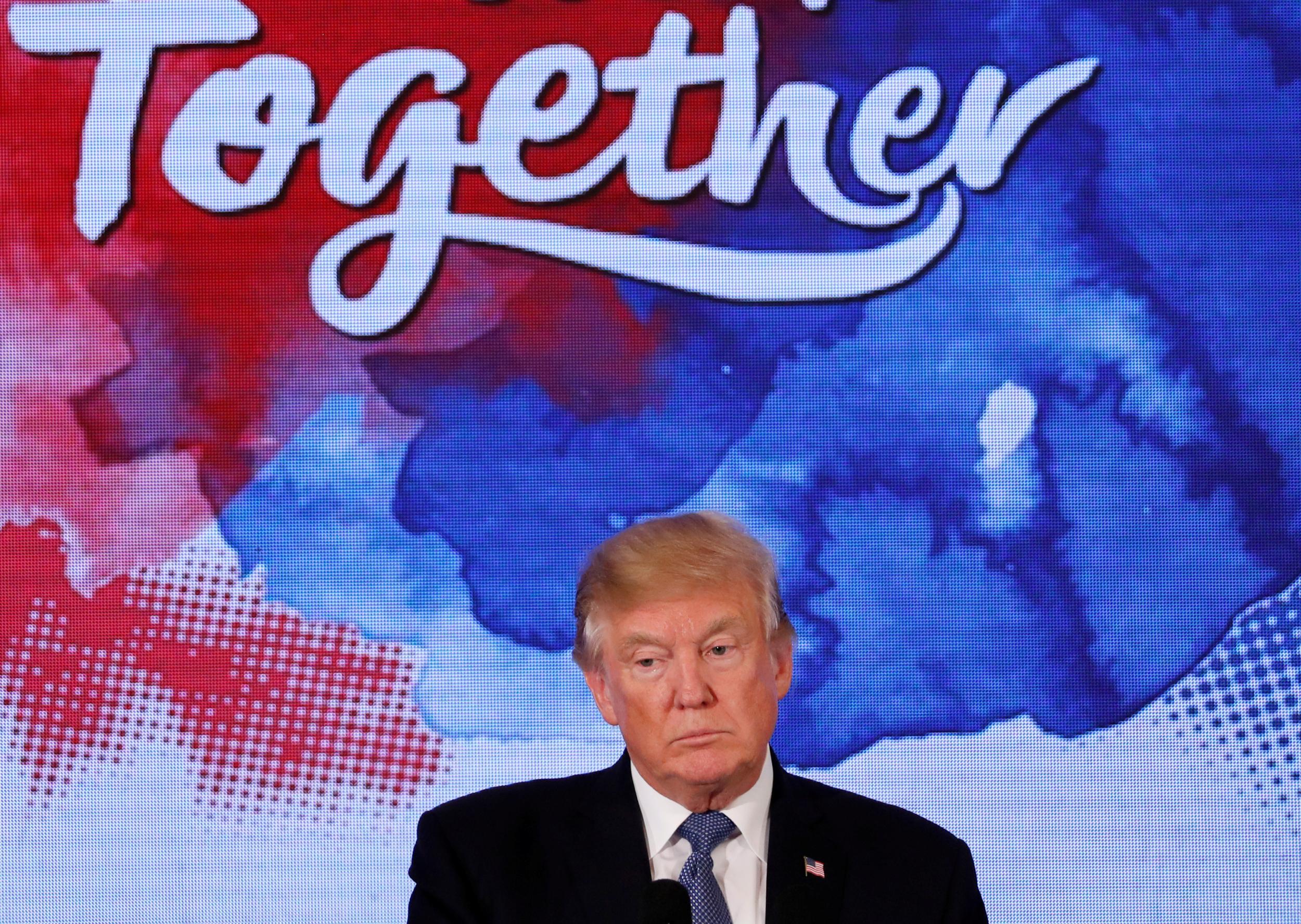 Donald Trump attends a state dinner hosted by South Korea's President Moon Jae-in