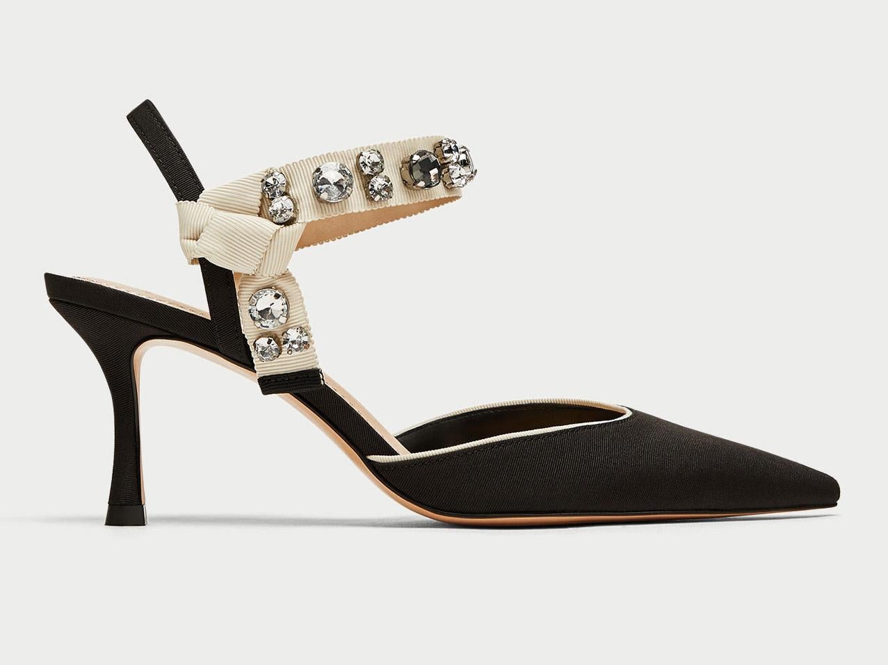 High Heel Slingback Shoes with Beaded Detail, £69.99, Zara