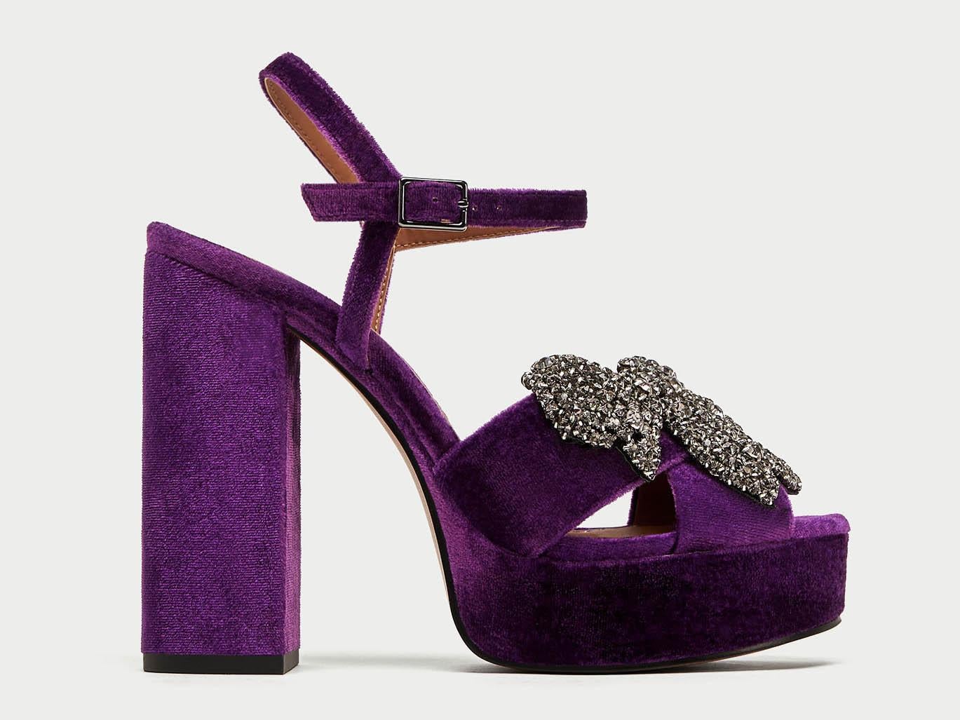 Velvet Platform Sandals with Bow Detail, £69.99, Zara