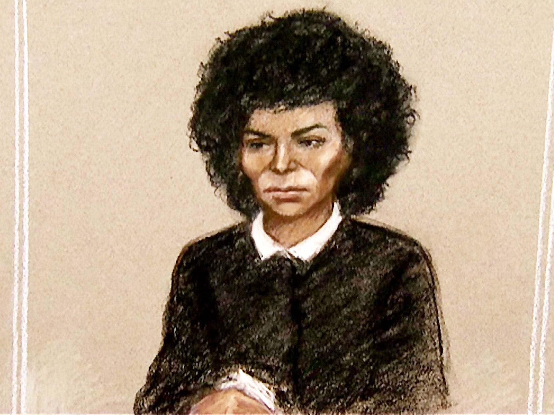 Court artist sketch of Berlinah Wallace