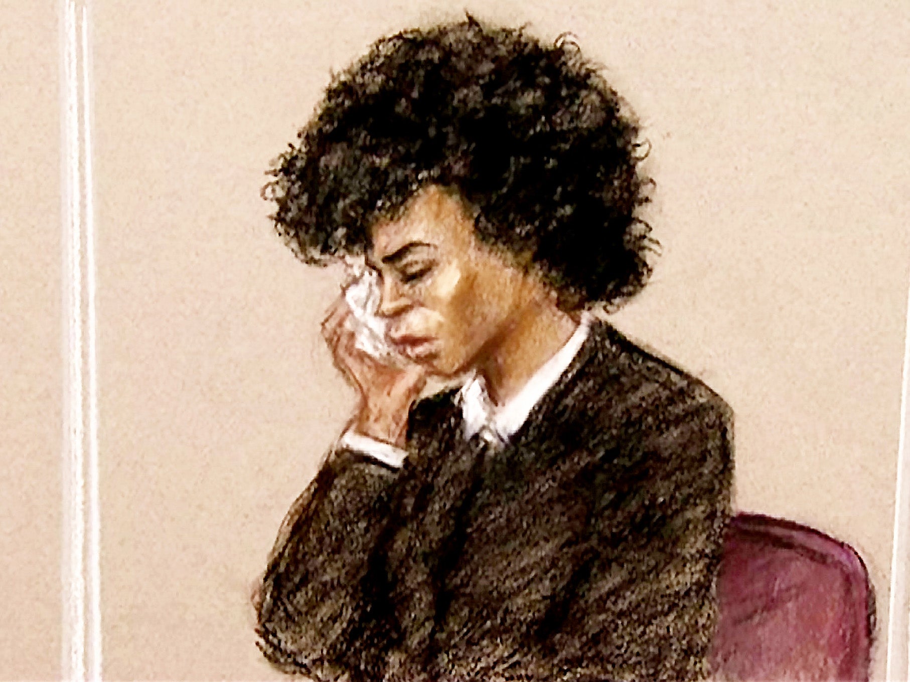 Court artist sketch of Berlinah Wallace