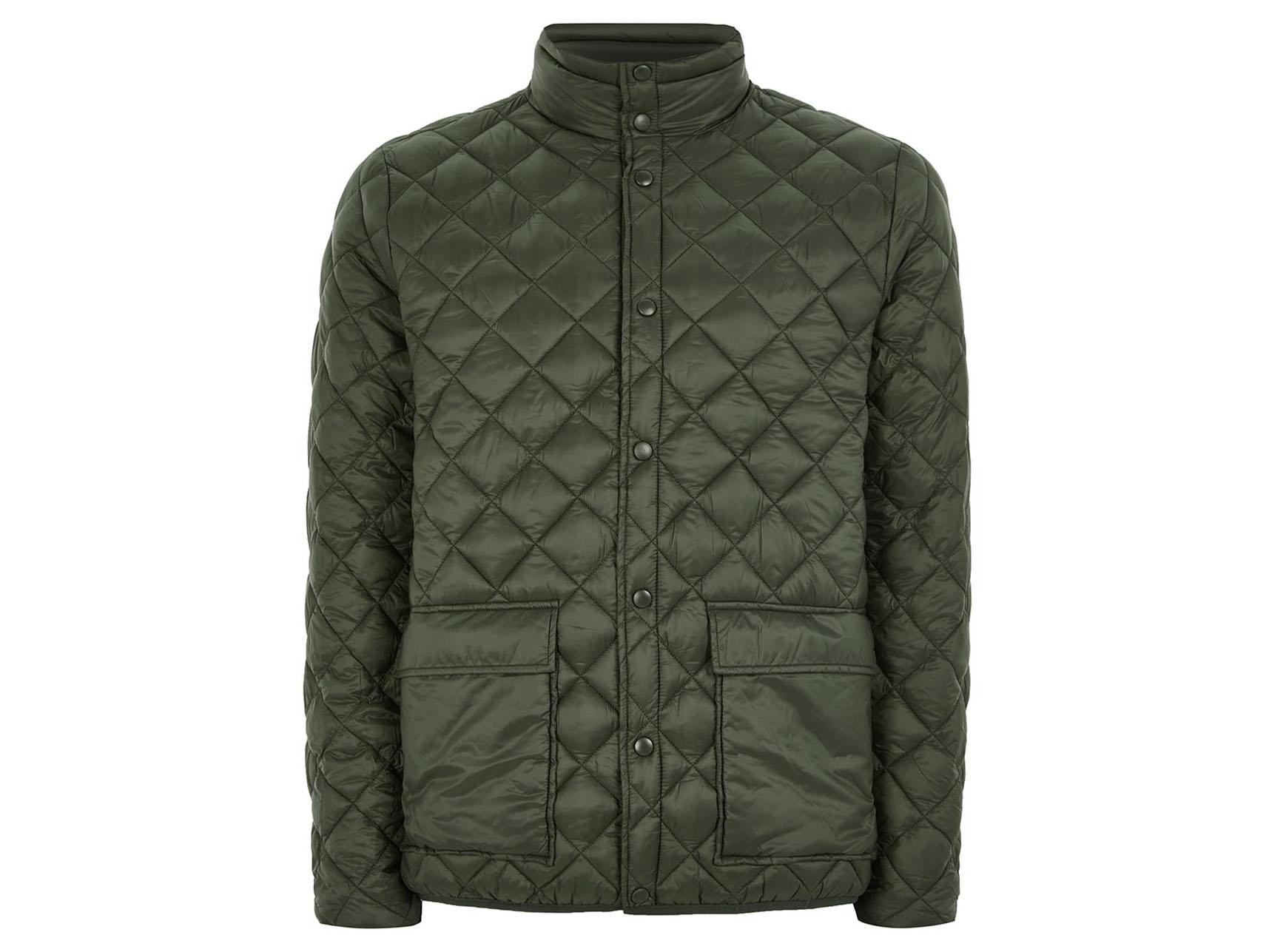 Khaki Diamond Quilted Jacket, £35, Topman