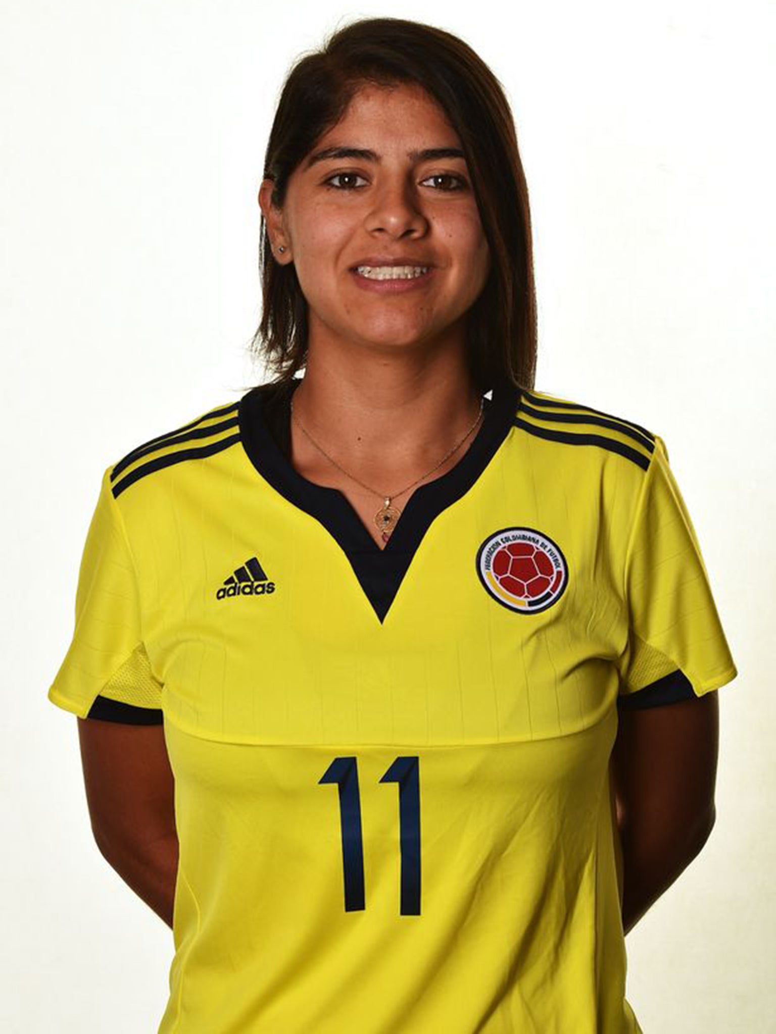 Colombia striker Catalina Usme models the 2015 kit