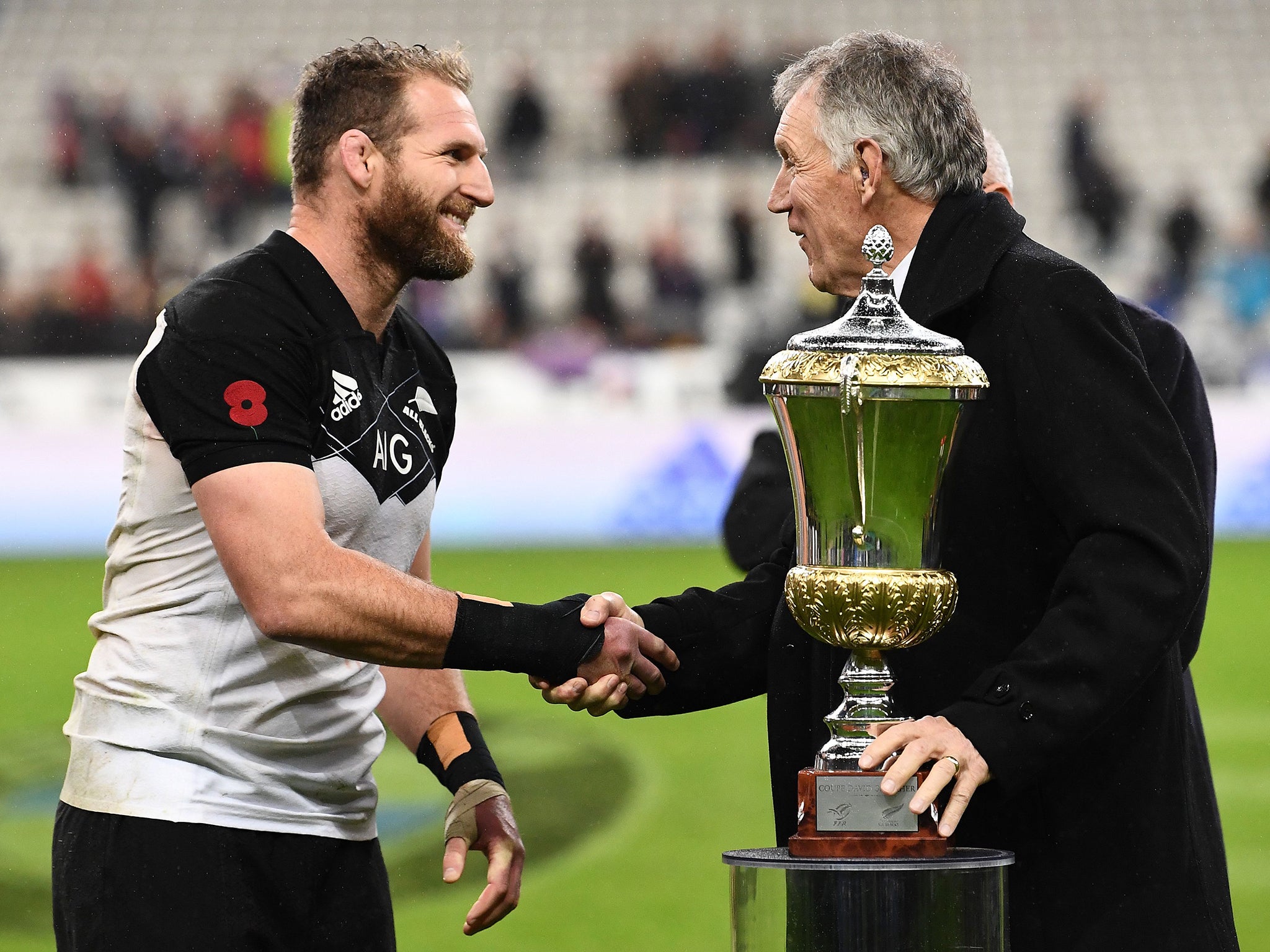 Keiran Read celebrates the All Blacks' victory over France