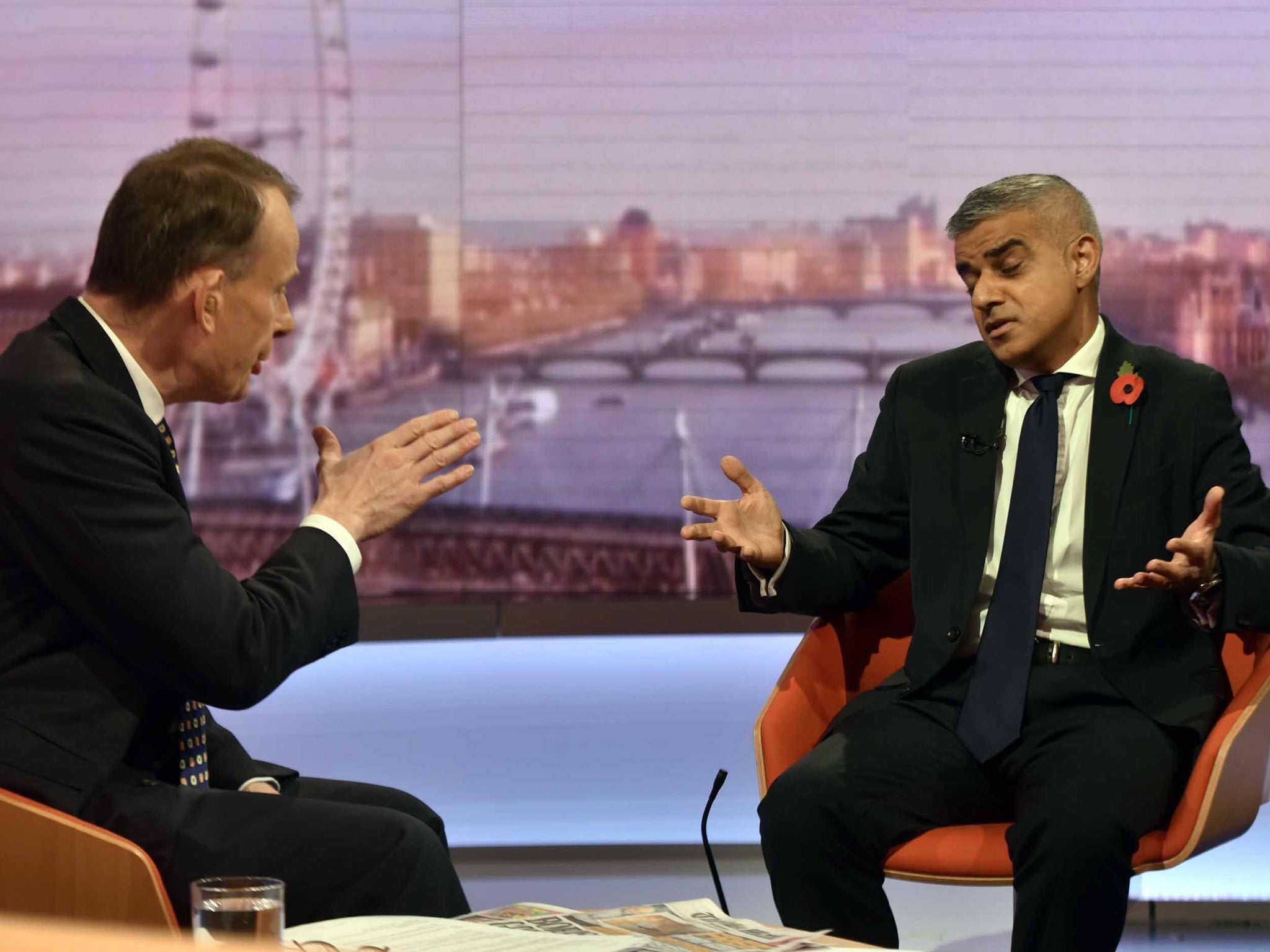 Sadiq Khan talking to Andrew Marr during the Show (BBC/PA Wire )