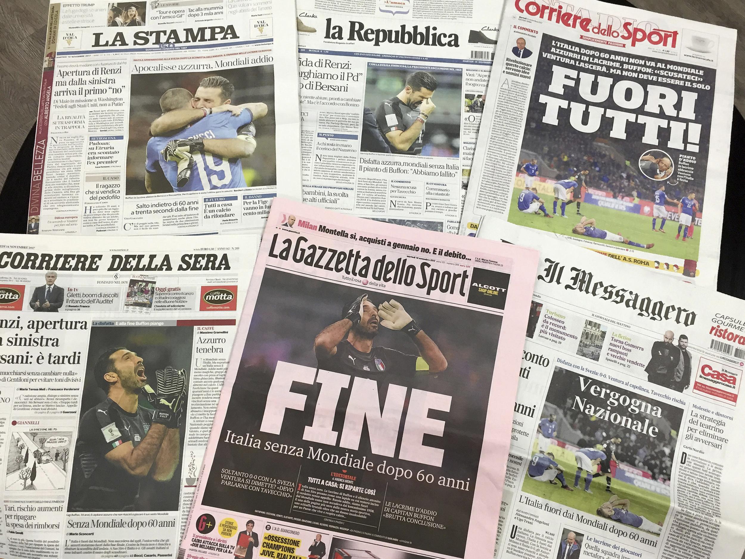 A round up of the Italian press on the national team's World Cup demise