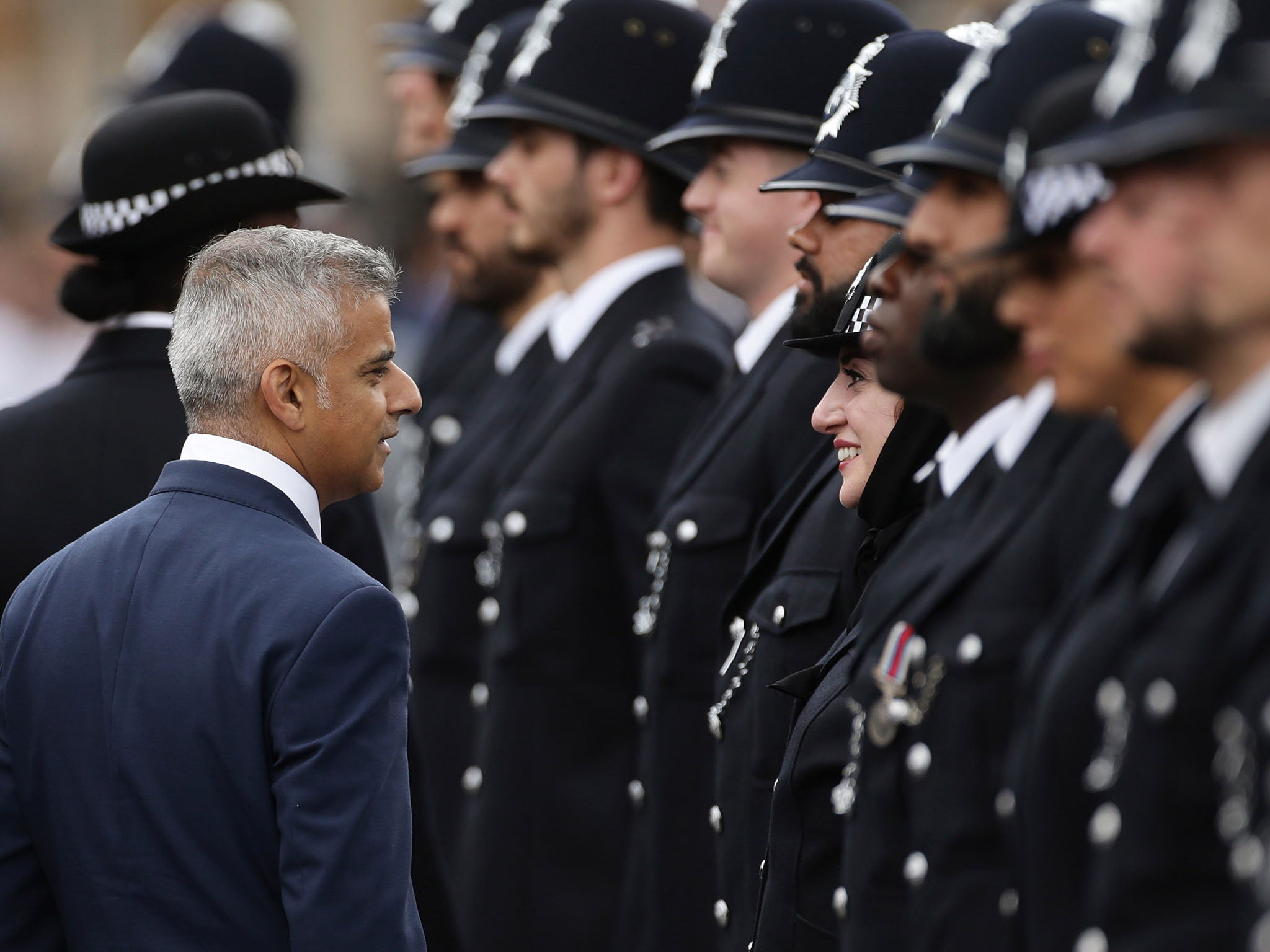 Sadiq Khan inspects new police recruits, 2020