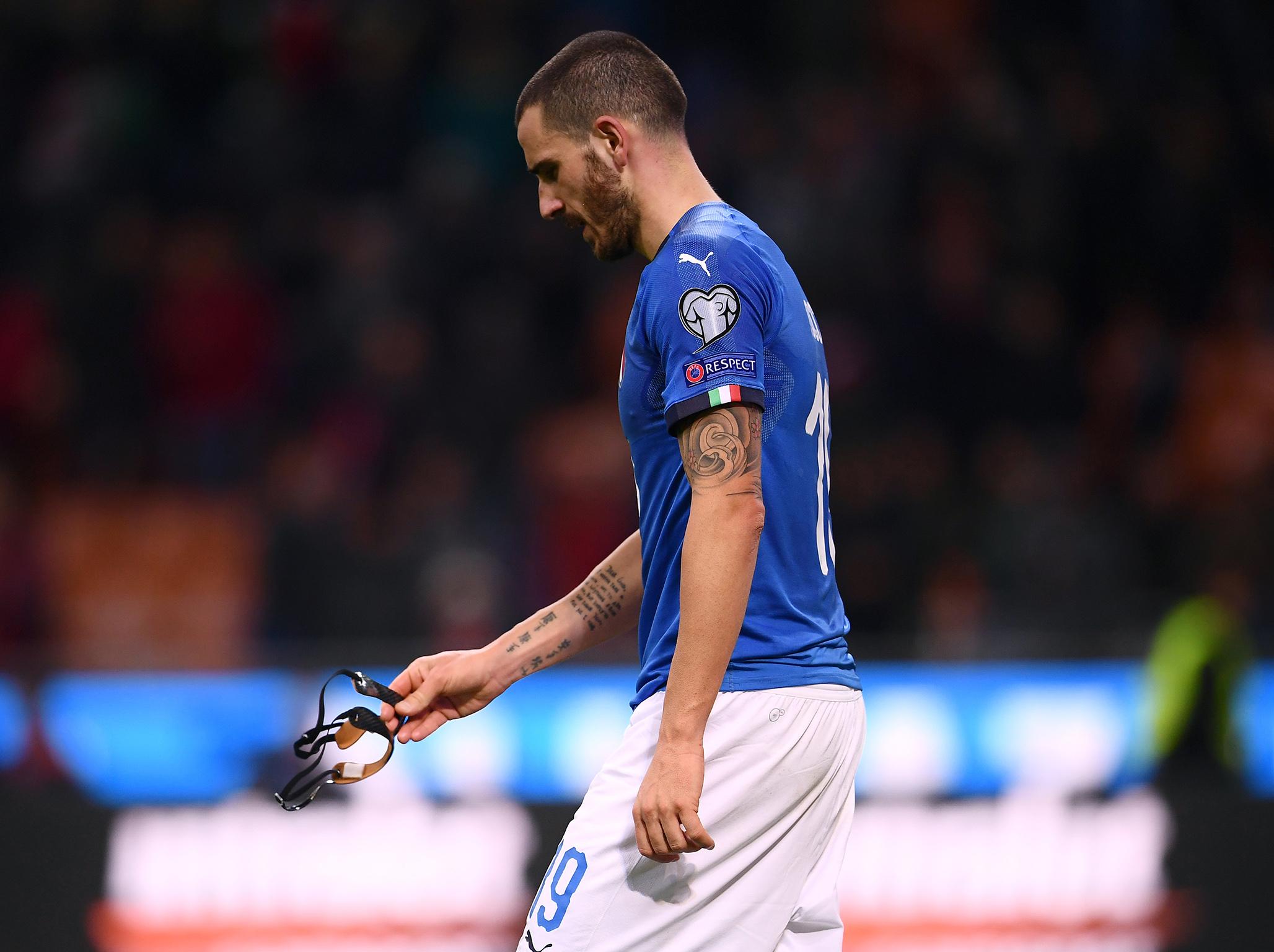 The €42 million defender was let down by his team-mates against Sweden: Italy's defence held firm in the all-important second-leg but failed to score a goal.