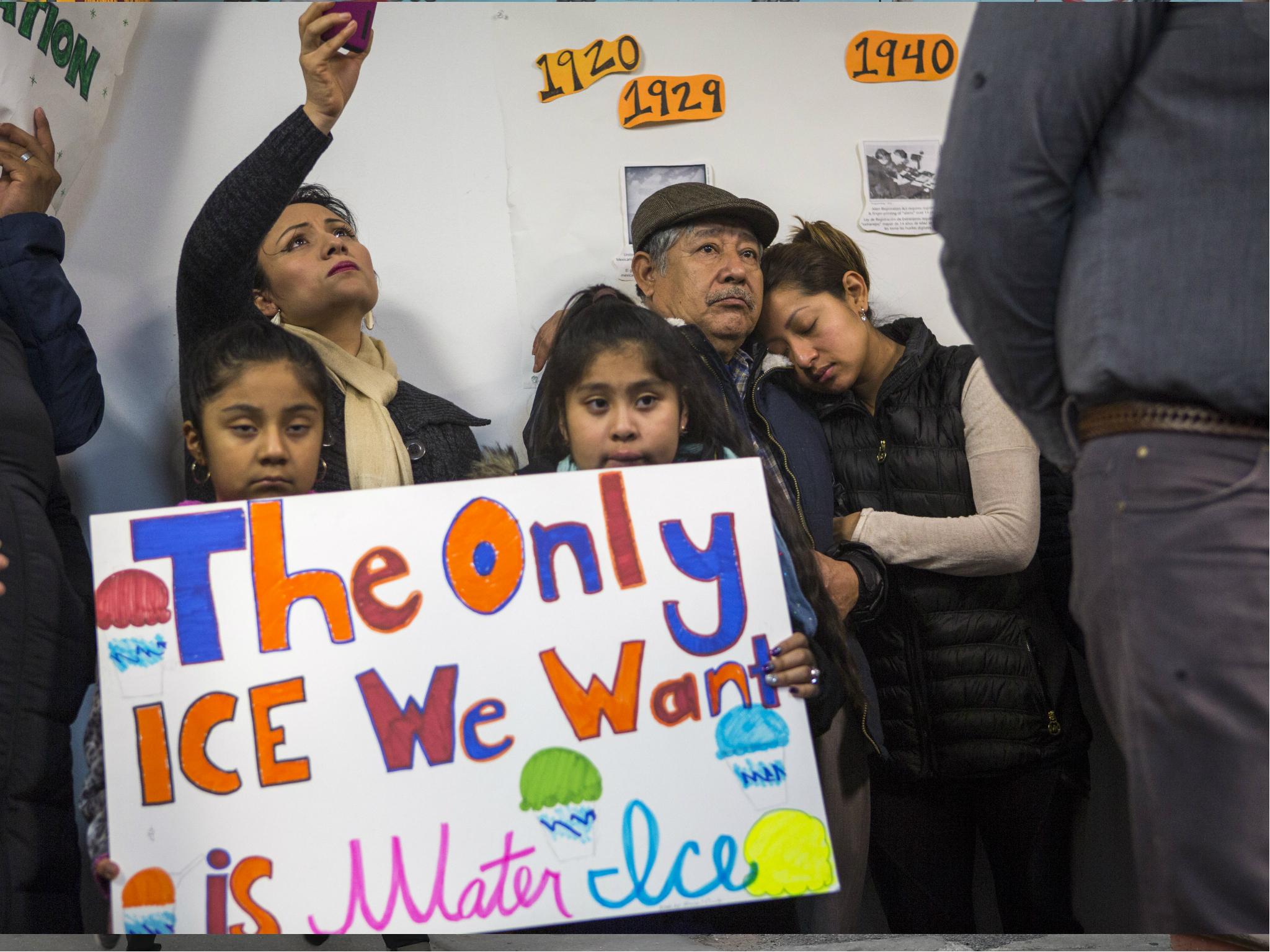 Latino community members and leaders attend a news conference discussing US immigration policies and the safety of their families on 16 February 2017 in Philadelphia, Pennsylvania.