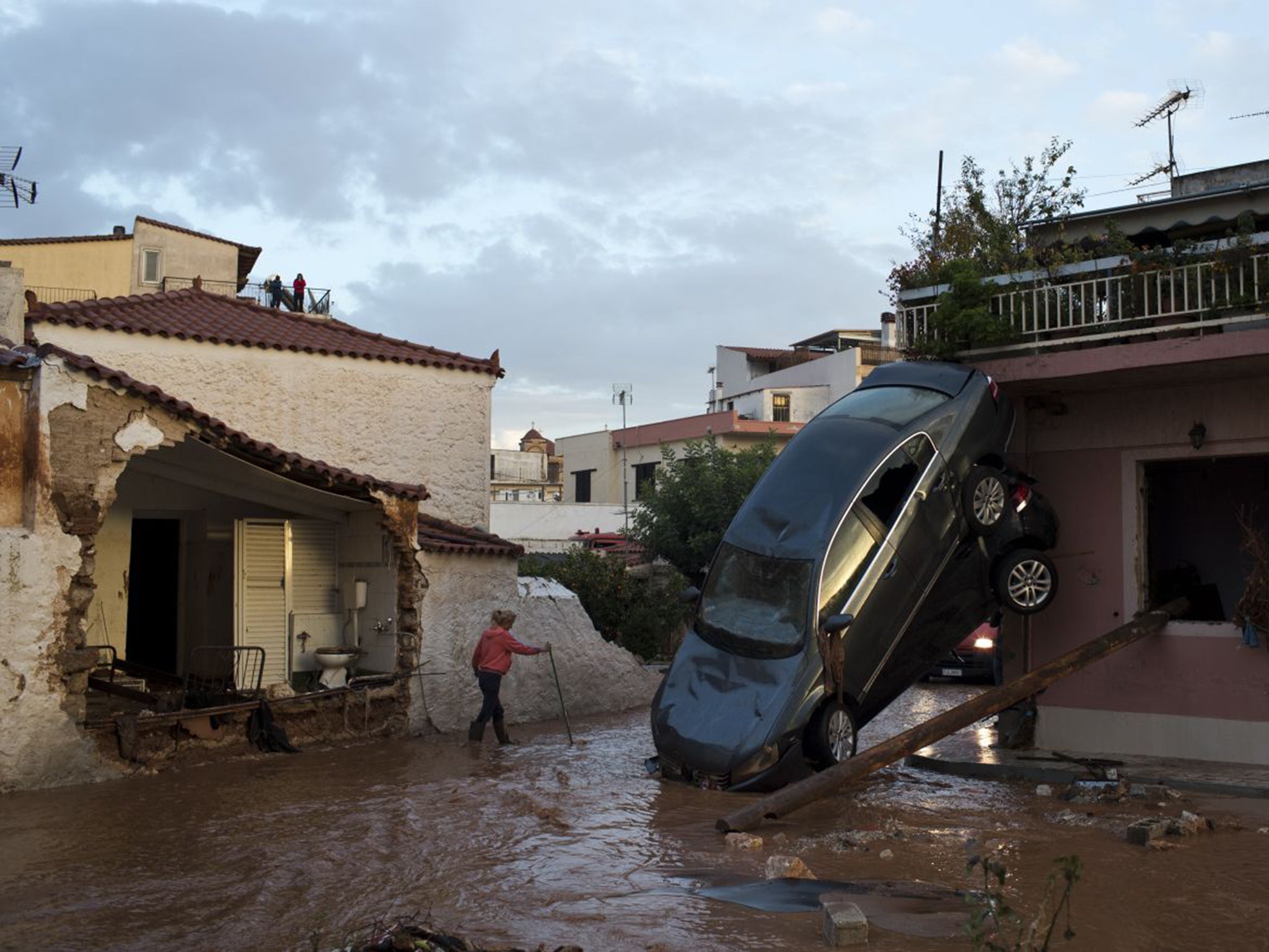 Severe flooding severely damaged parts of the municipality of Madra yesterday