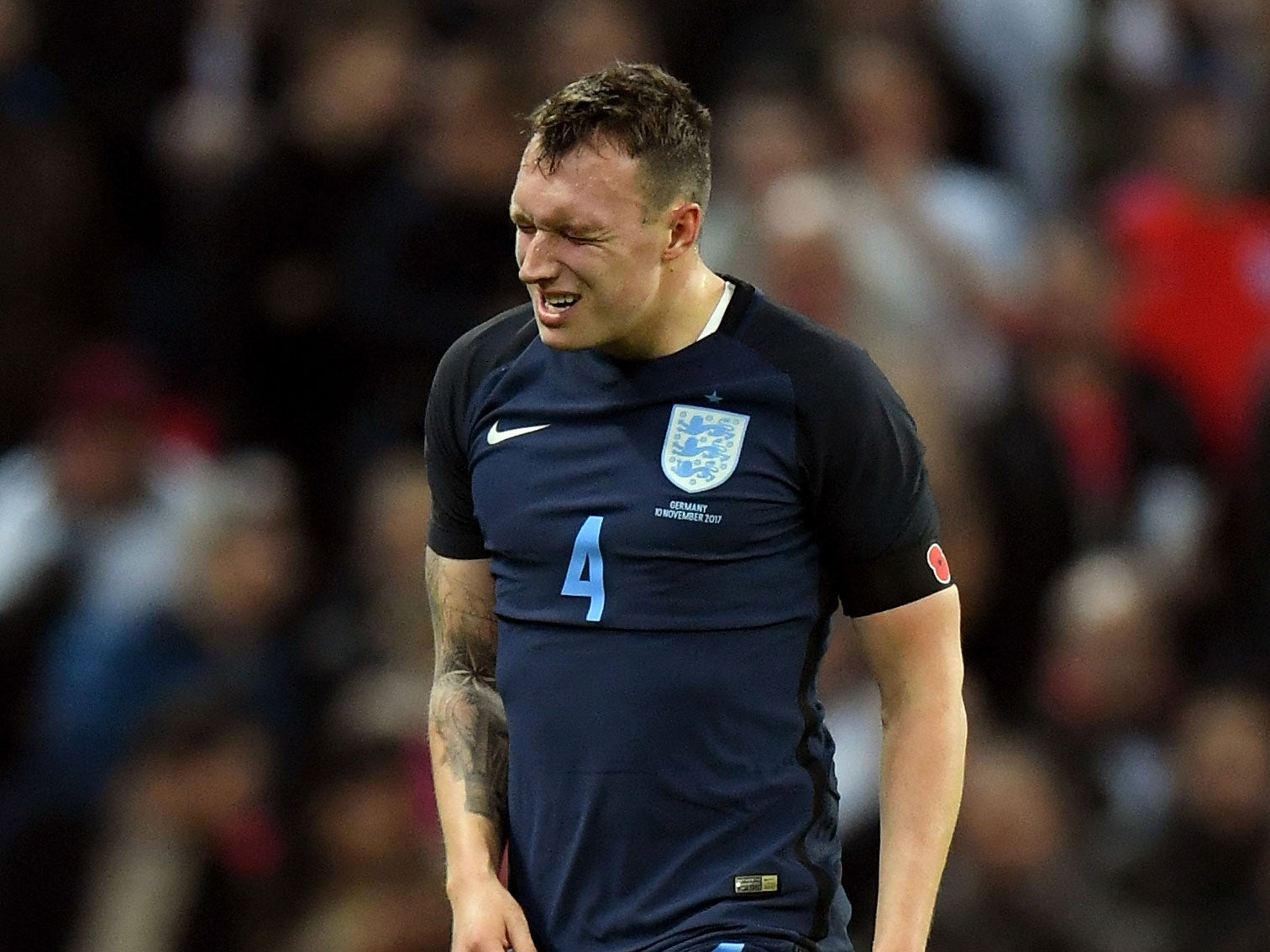 Phil Jones limped off during England's 0-0 draw with Germany