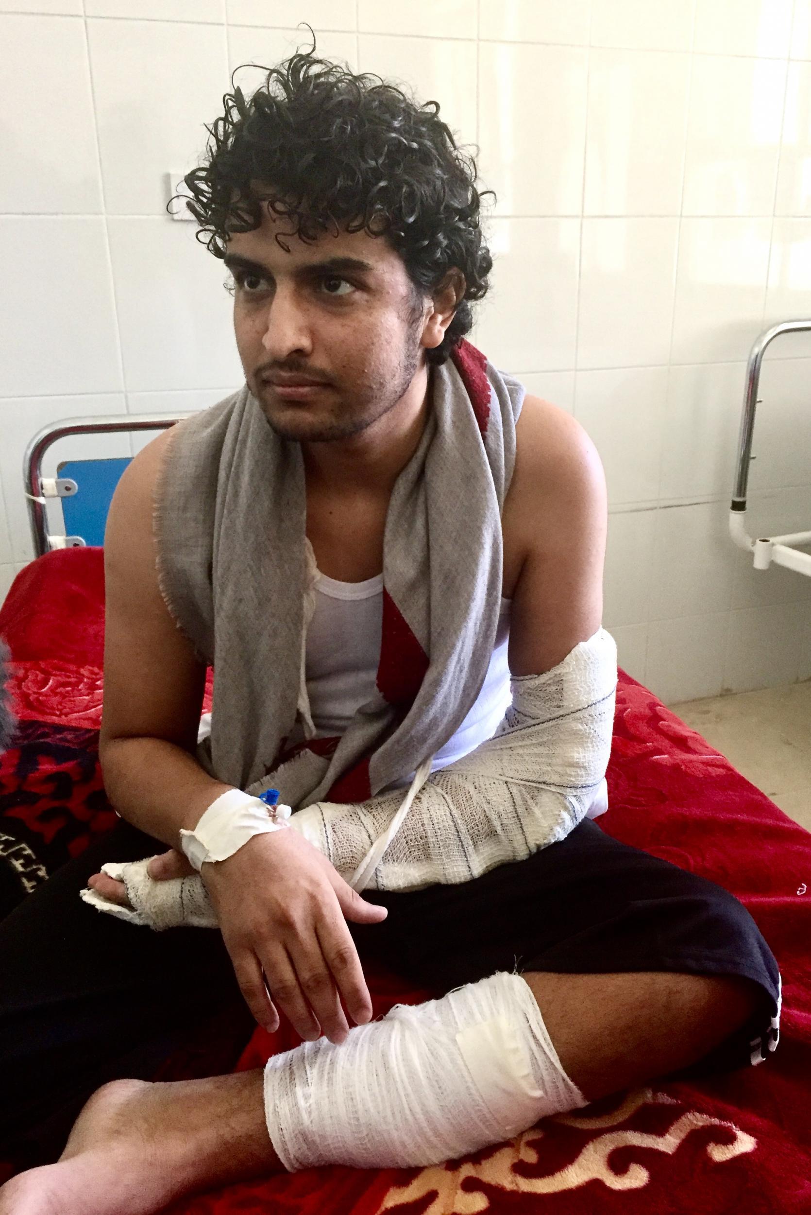 ‘They said the Americans were coming and they were going to try and change things,’ an injured 20-year-old Houthi fighter says