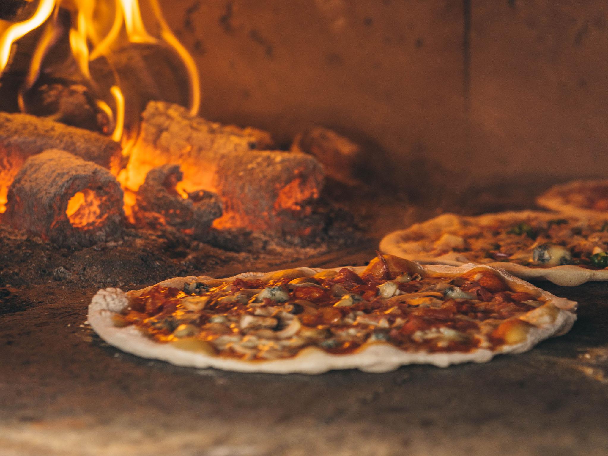 Large groups can order a metre-long pizza to share