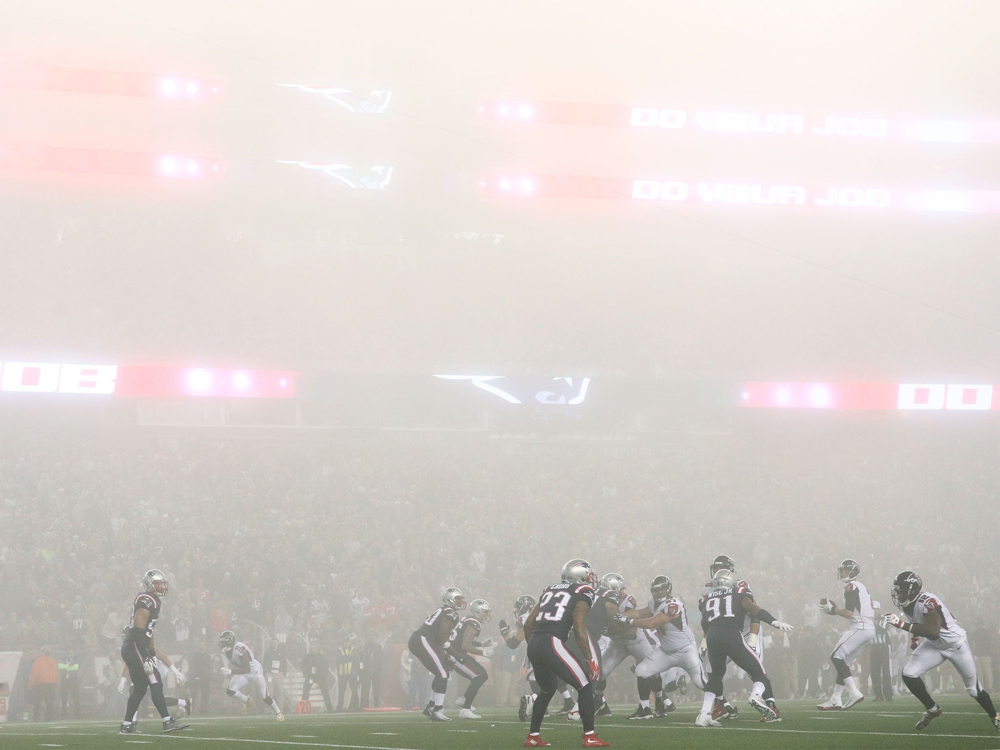 The Falcons and Patriots played in foggy conditions last month