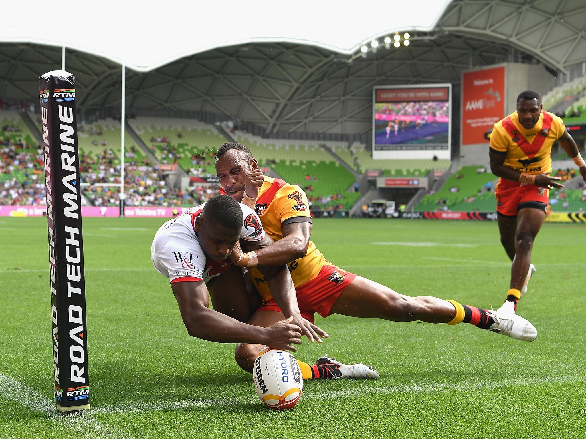 Jermaine McGillvary scored twice as England defeated Papua New Guinea 36-6